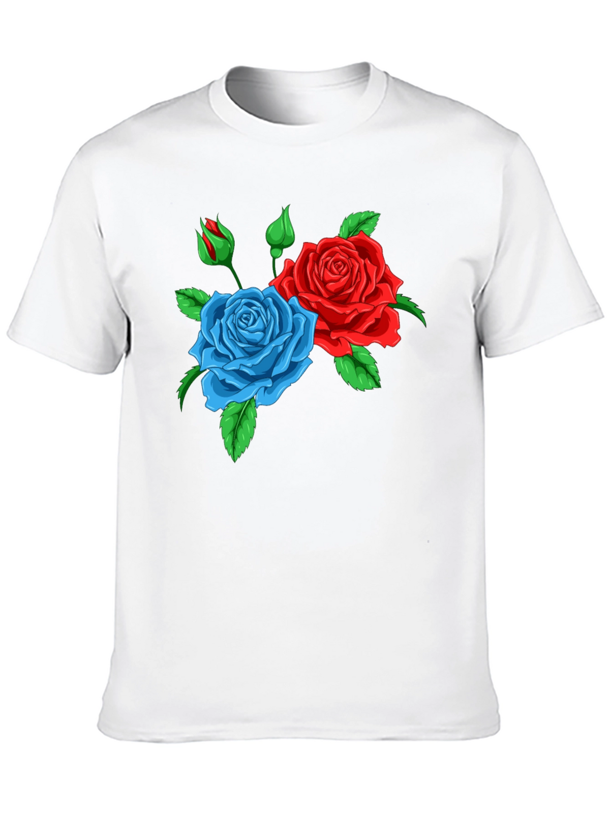 Floral Graphic T-Shirt: Red & Blue Roses