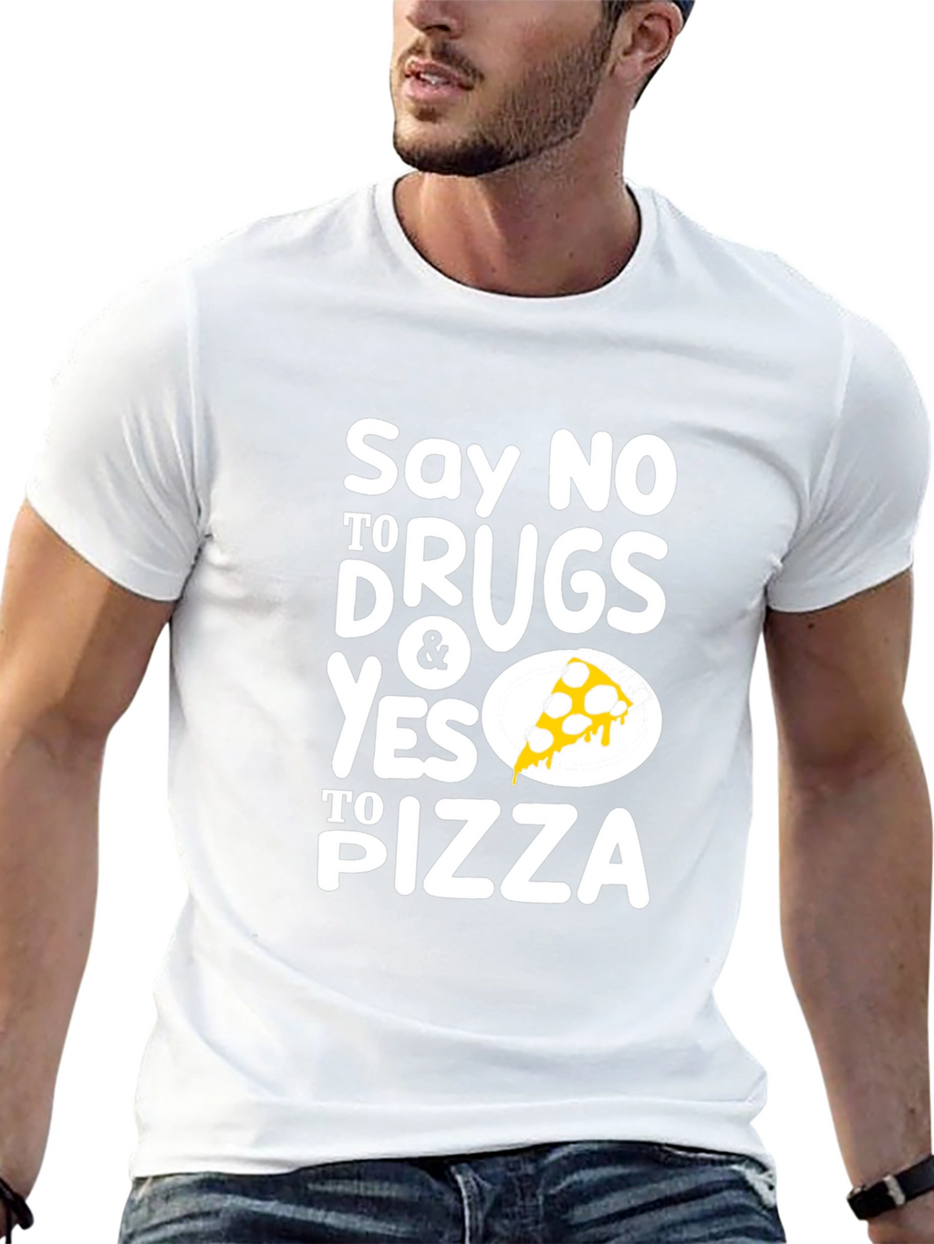 Say No To Drugs Yes To Pizza Black T-Shirt