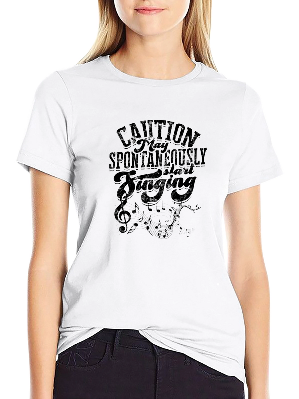 Caution Spontaneously Start Singing Black T-Shirt