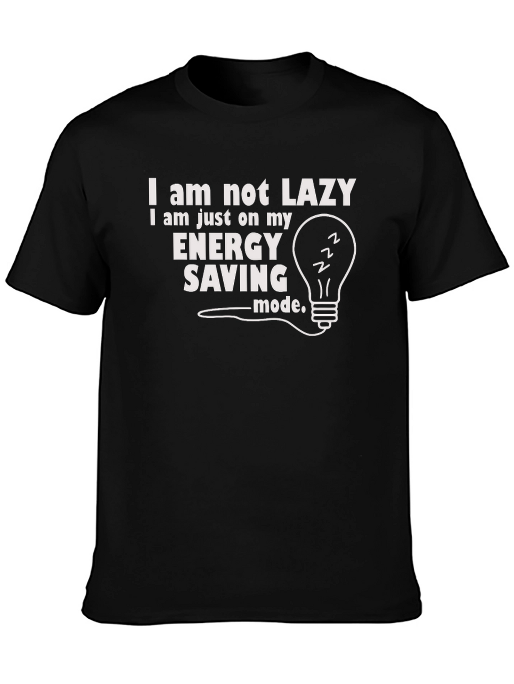 Funny Energy Saving Mode Graphic Tee - Black