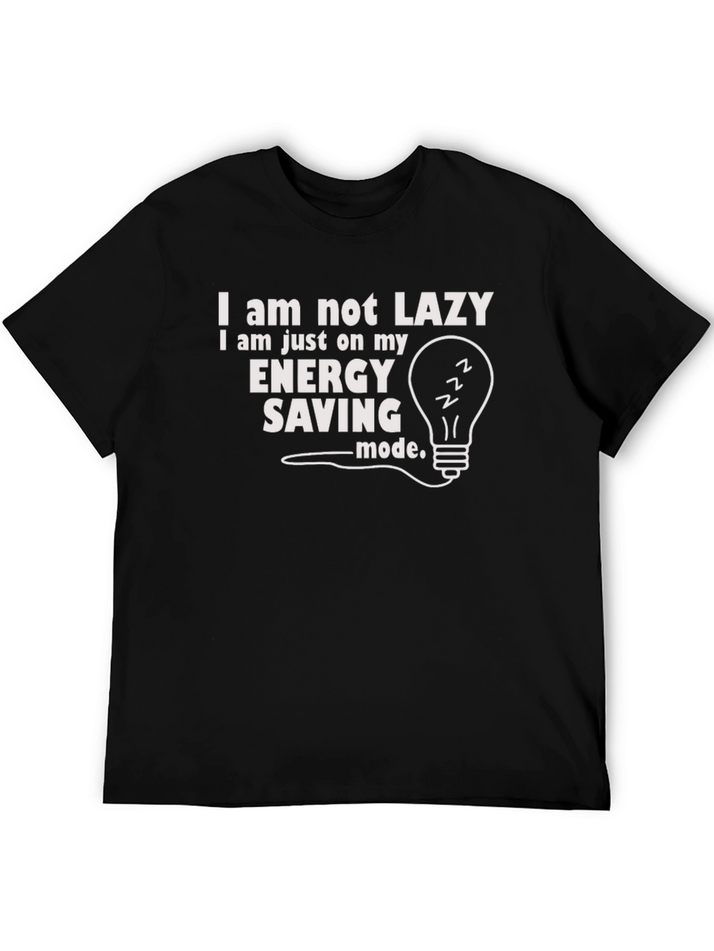 Funny Energy Saving Mode Graphic Tee - Black