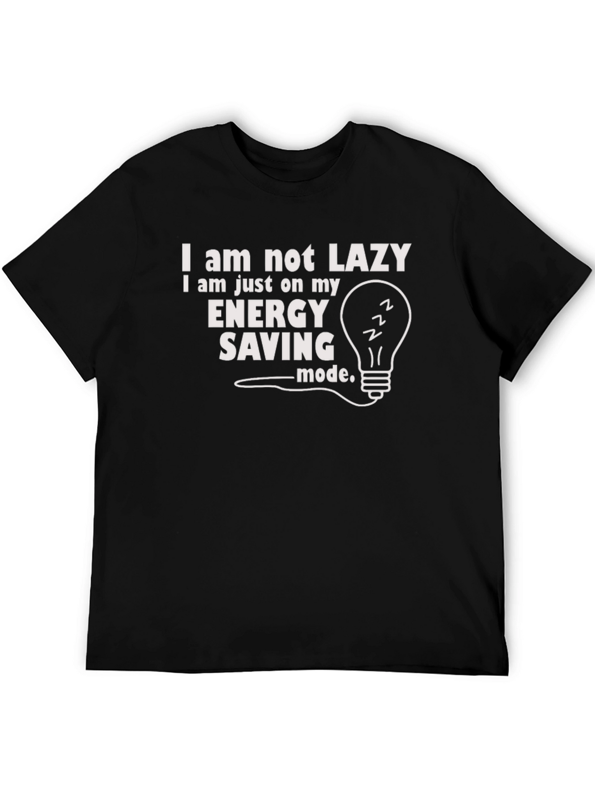 Funny Energy Saving Mode Graphic Tee - Black
