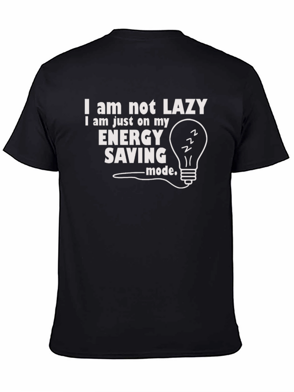 Funny Energy Saving Mode Graphic Tee - Black