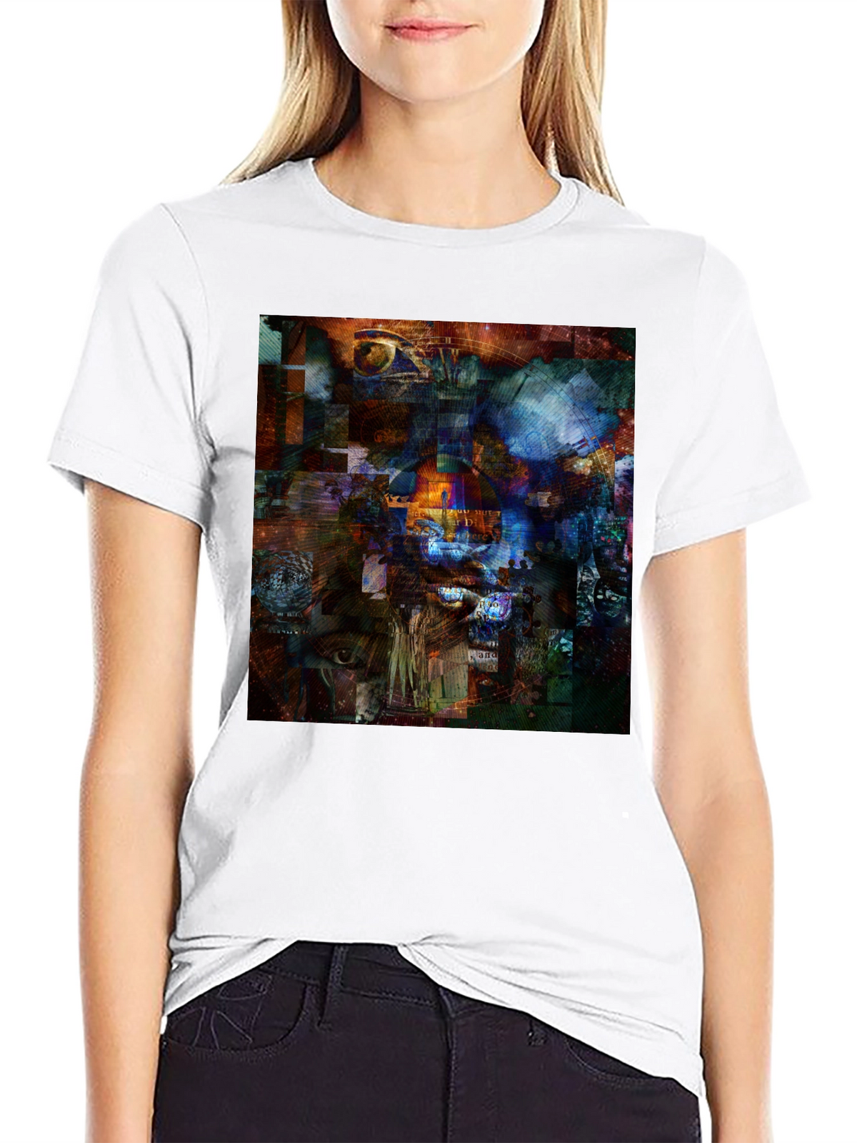 Abstract Collage Art Print Black T-Shirt