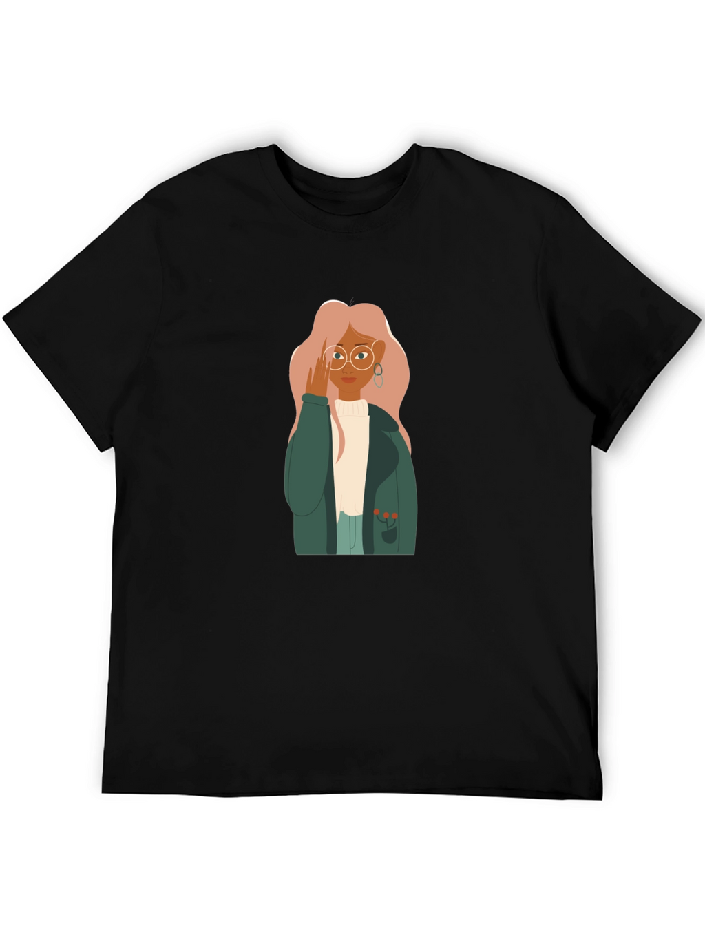 Stylish Graphic Tee - Woman with Glasses