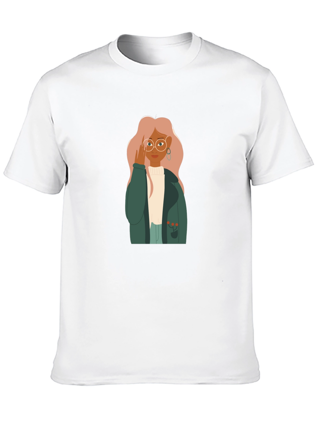 Stylish Graphic Tee - Woman with Glasses