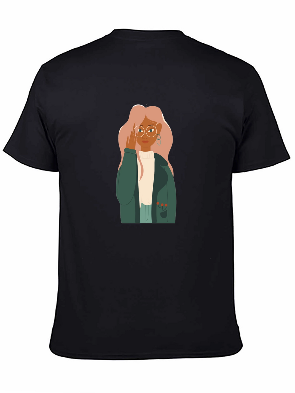 Stylish Graphic Tee - Woman with Glasses
