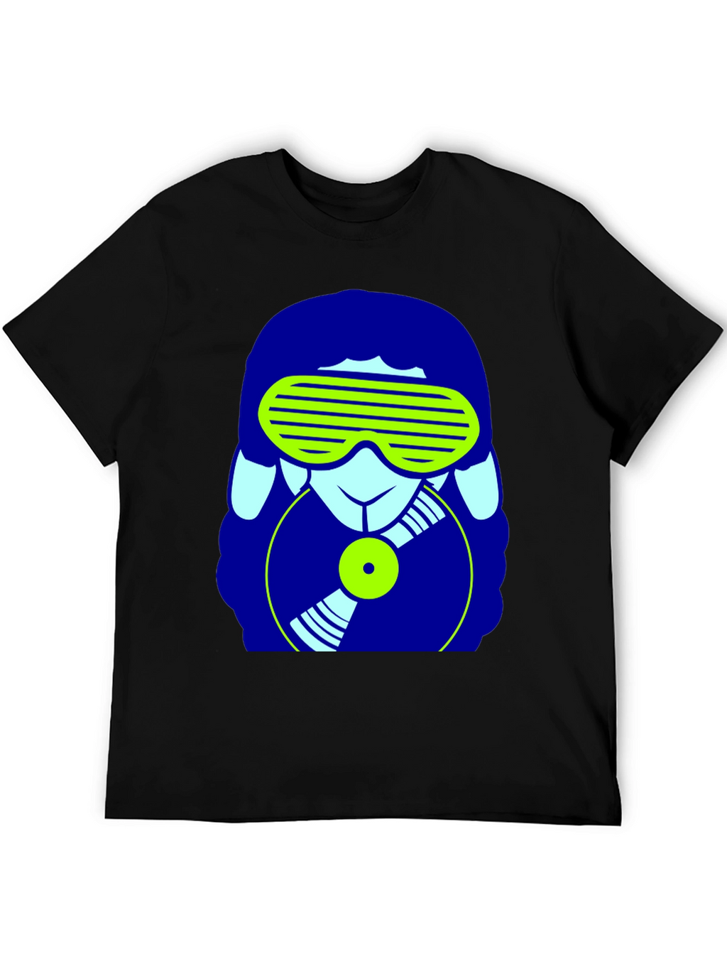 DJ Sheep Graphic Tee - Black Cotton T-Shirt