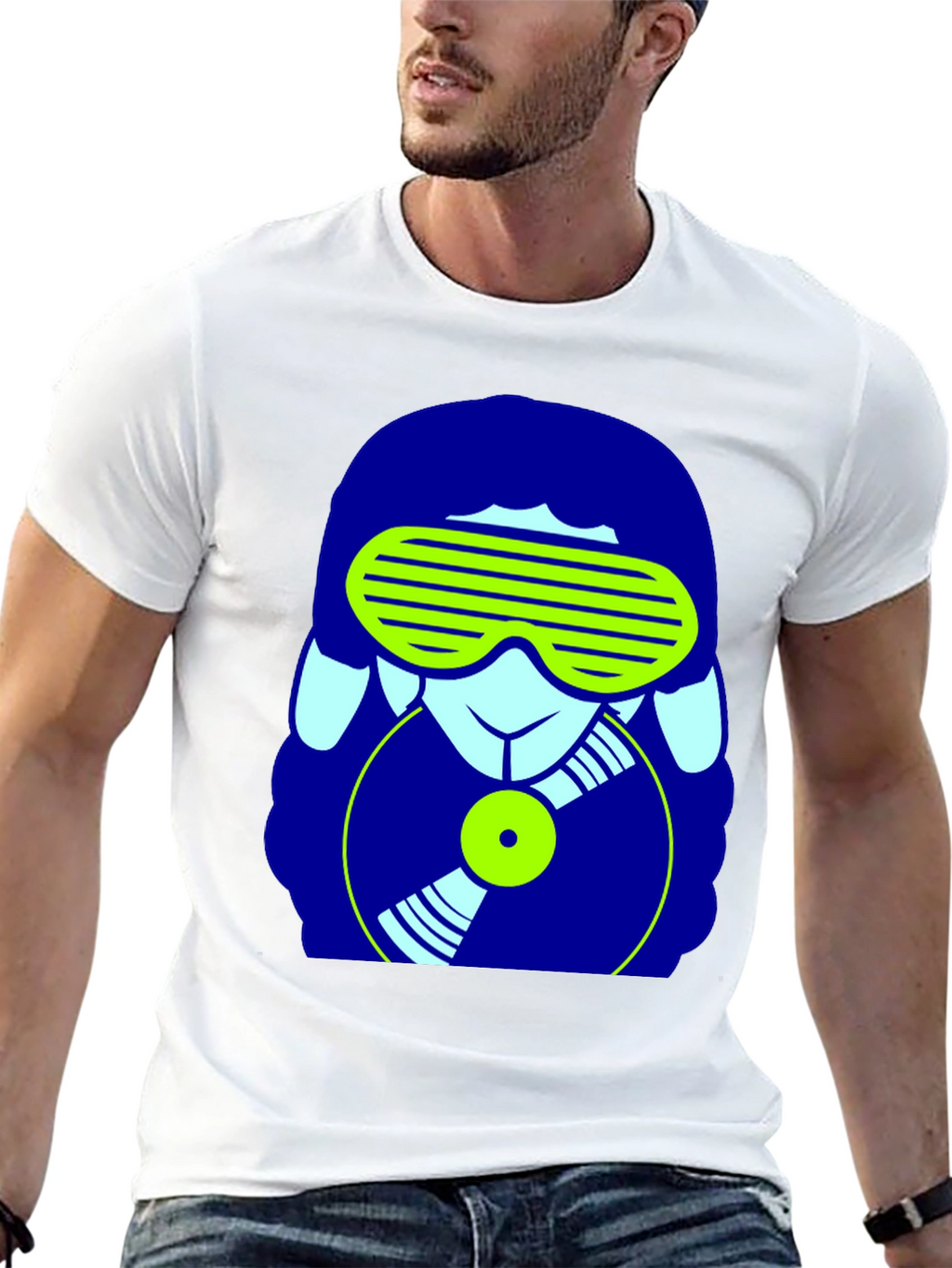 DJ Sheep Graphic Tee - Black Cotton T-Shirt