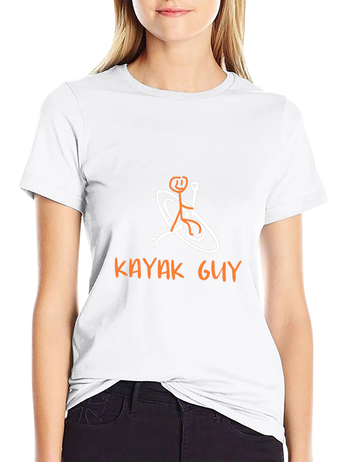 Kayaking Stick Figure Graphic Tee - Black