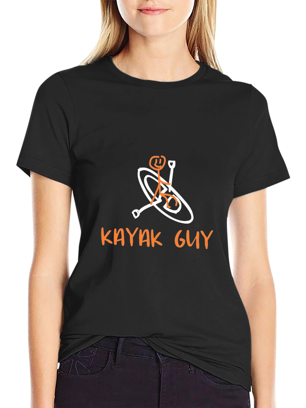 Kayaking Stick Figure Graphic Tee - Black
