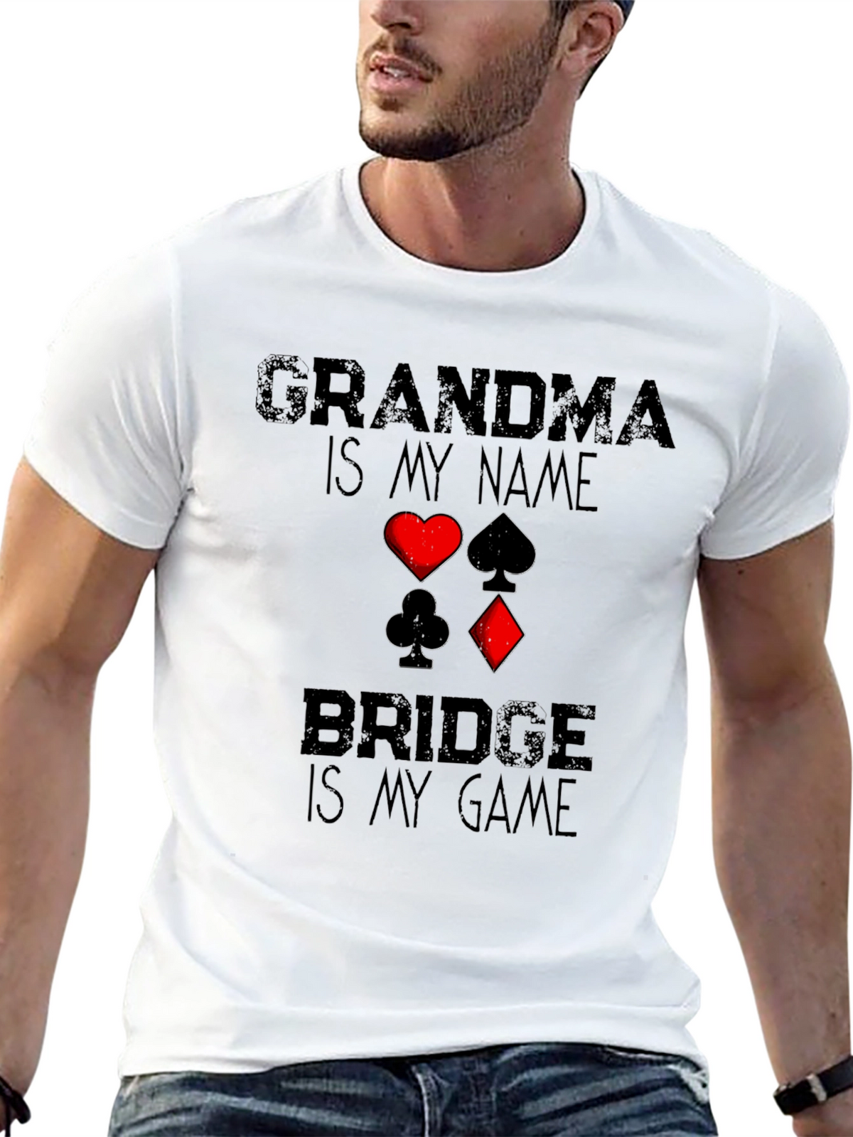 Grandma Bridge Game T-Shirt: Playing Card Suits Graphic Tee
