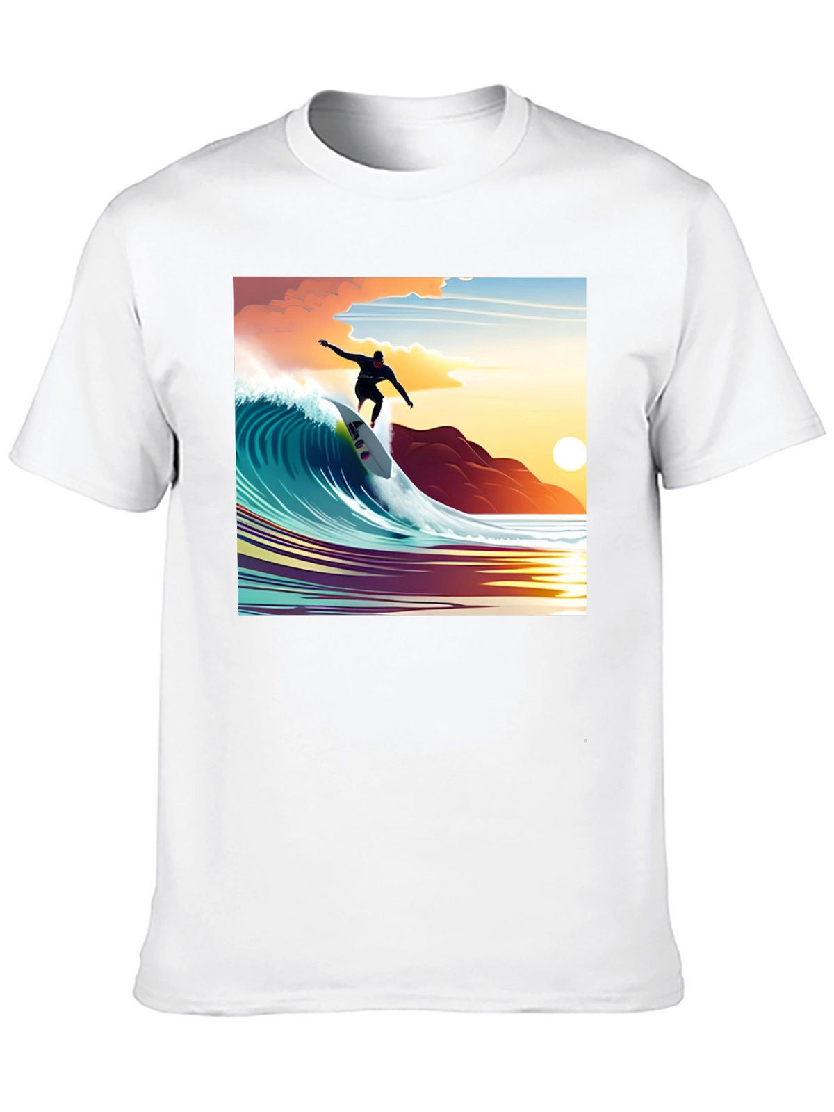 Surfer Wave Graphic Tee - Black