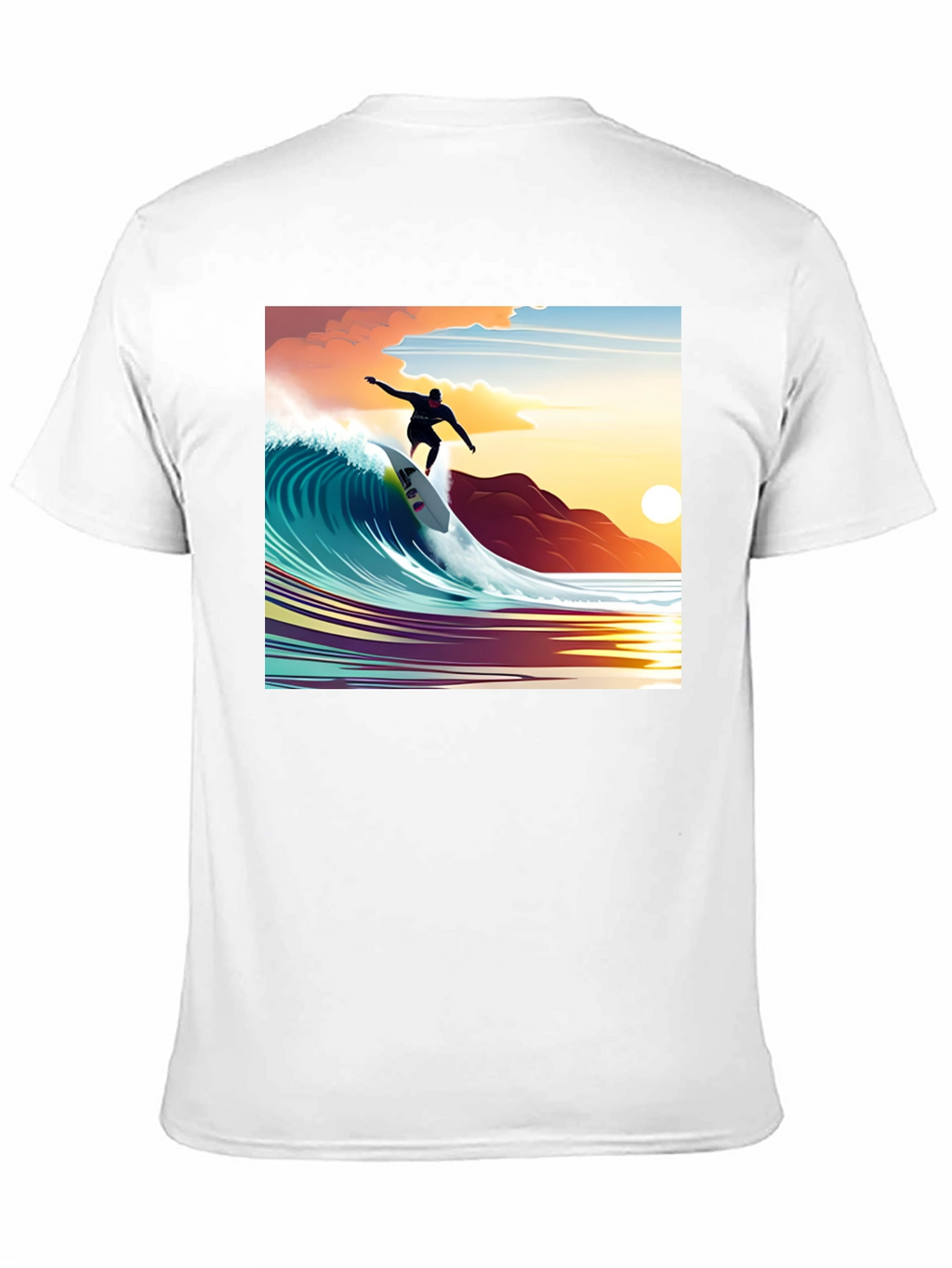 Surfer Wave Graphic Tee - Black