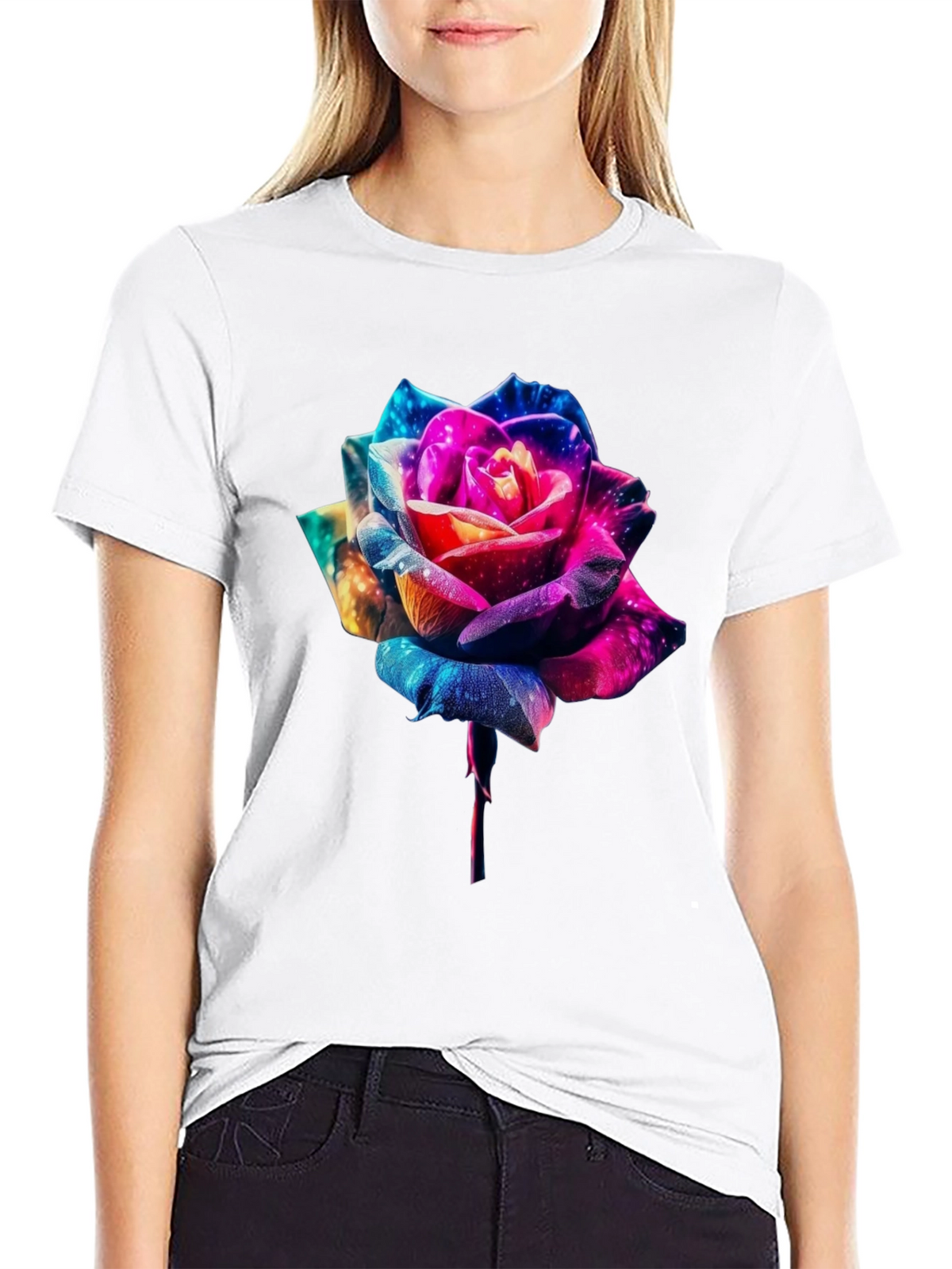 Galaxy Rose Graphic Tee - Black