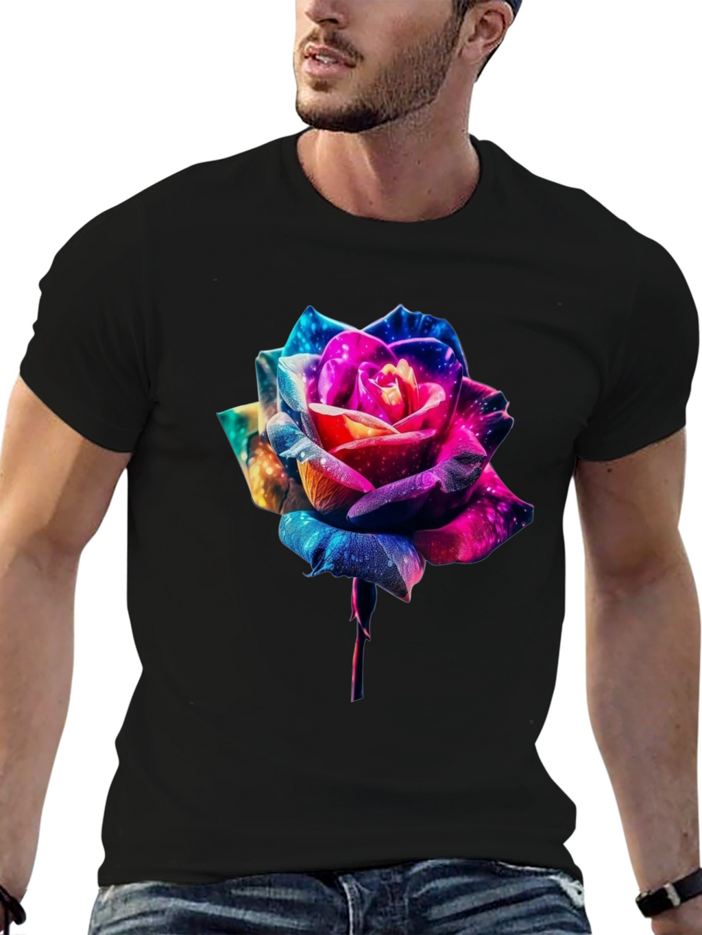 Galaxy Rose Graphic Tee - Black