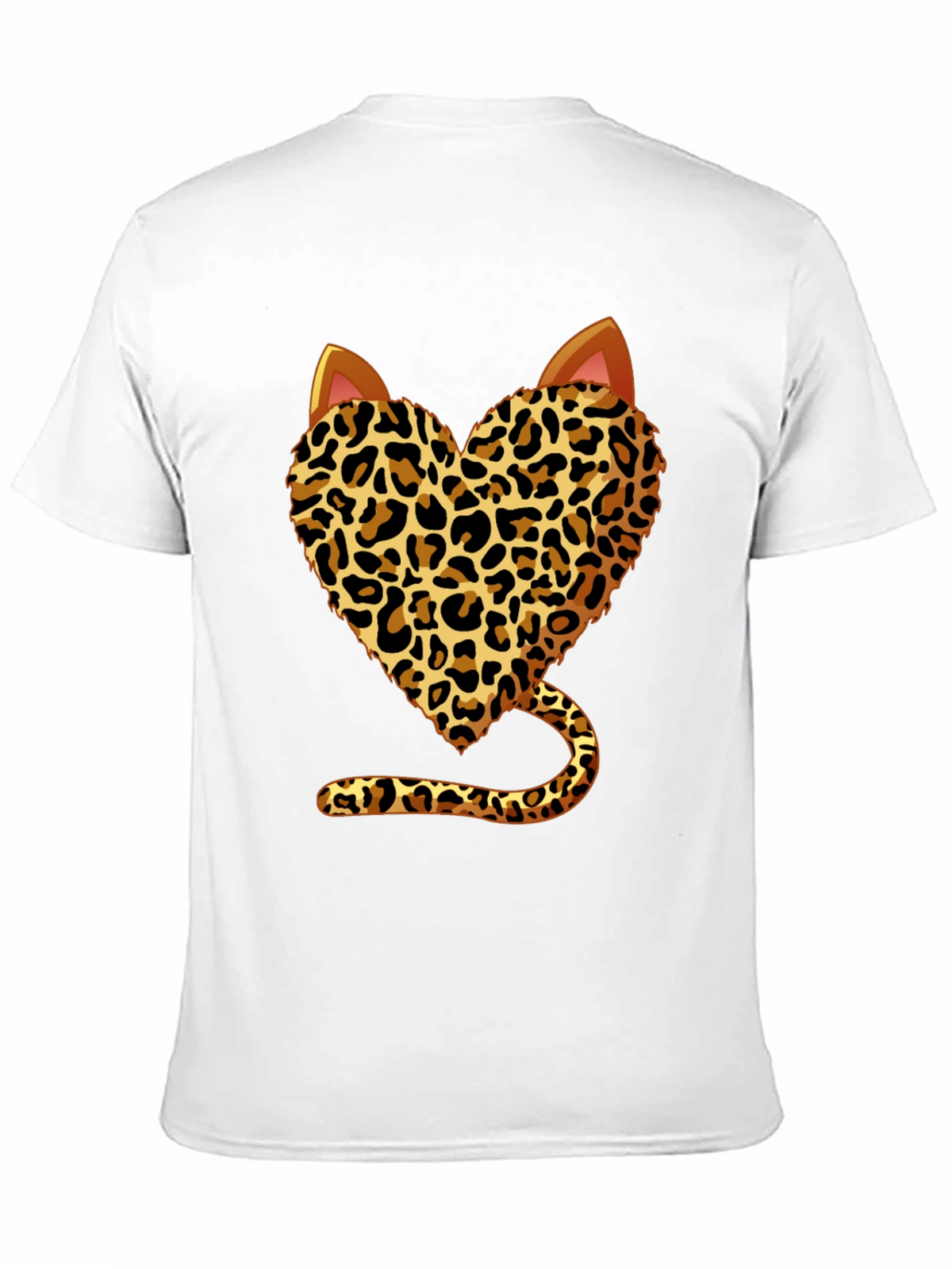 Leopard Heart Cat T-Shirt - Stylish Animal Print Tee