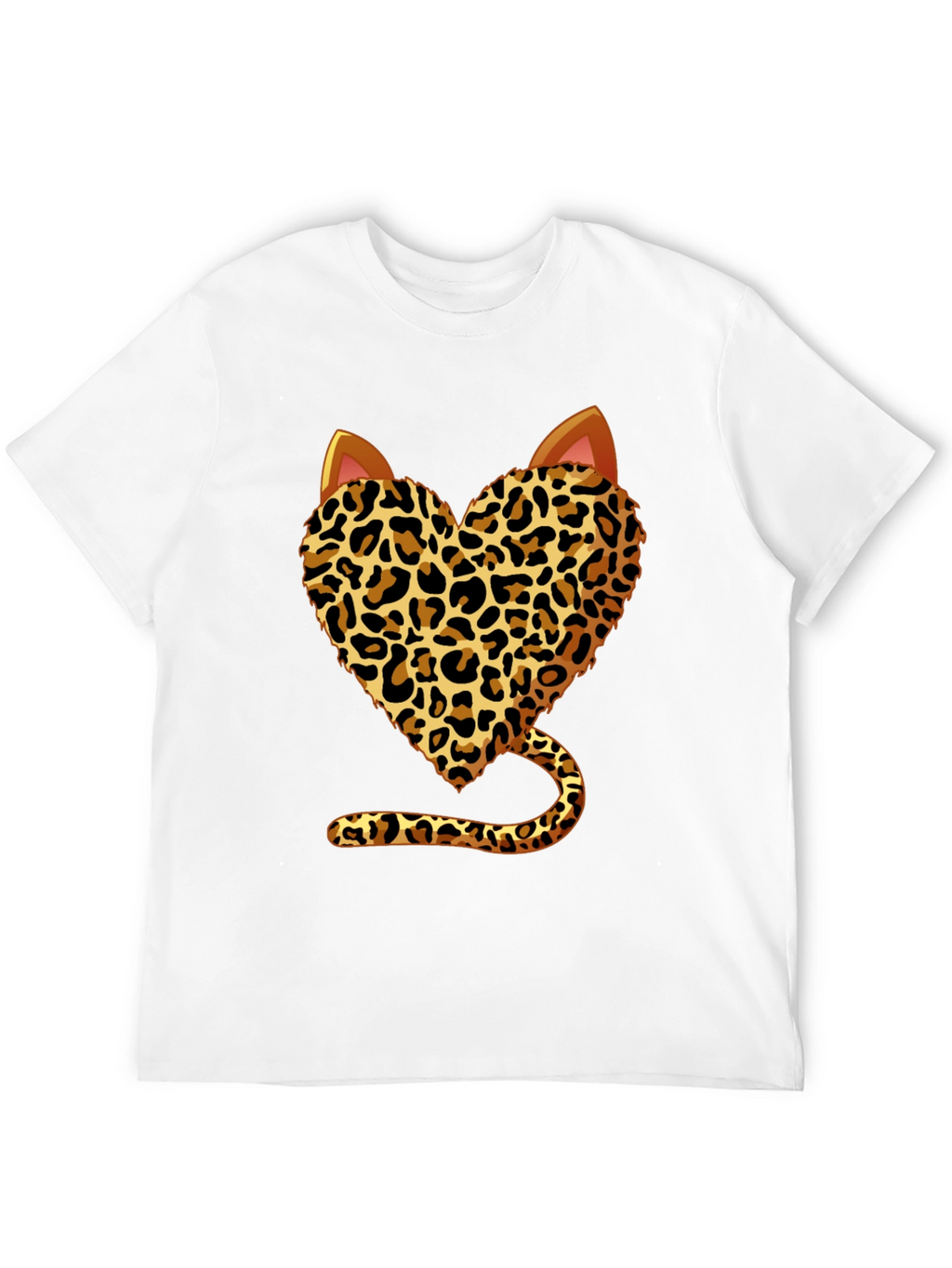 Leopard Heart Cat T-Shirt - Stylish Animal Print Tee