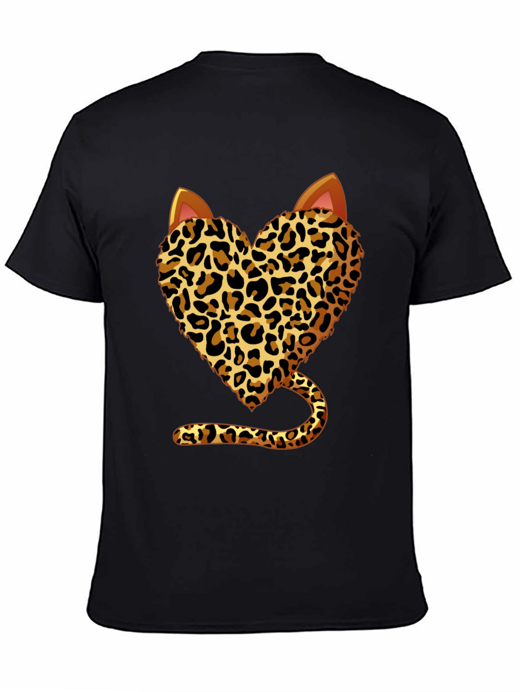 Leopard Heart Cat T-Shirt - Stylish Animal Print Tee