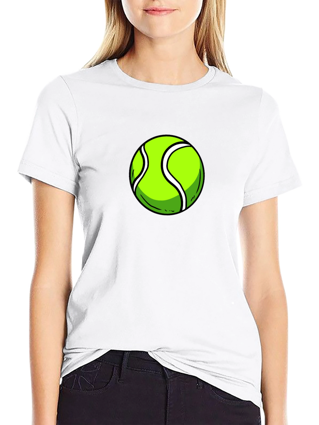 Tennis Ball Graphic Tee - Black Cotton T-Shirt