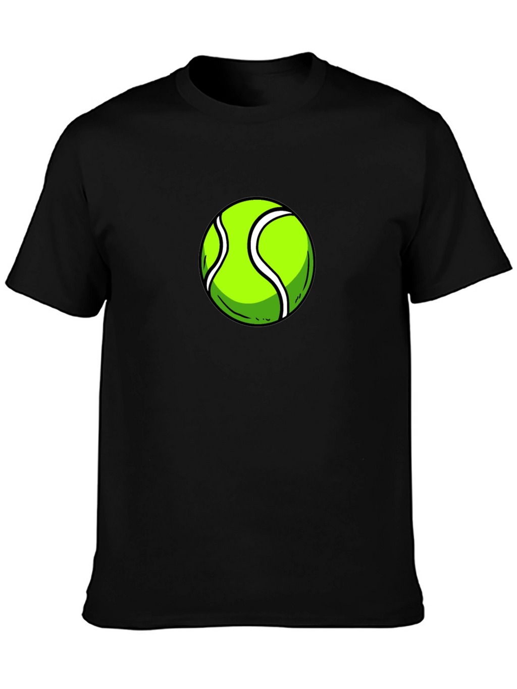Tennis Ball Graphic Tee - Black Cotton T-Shirt