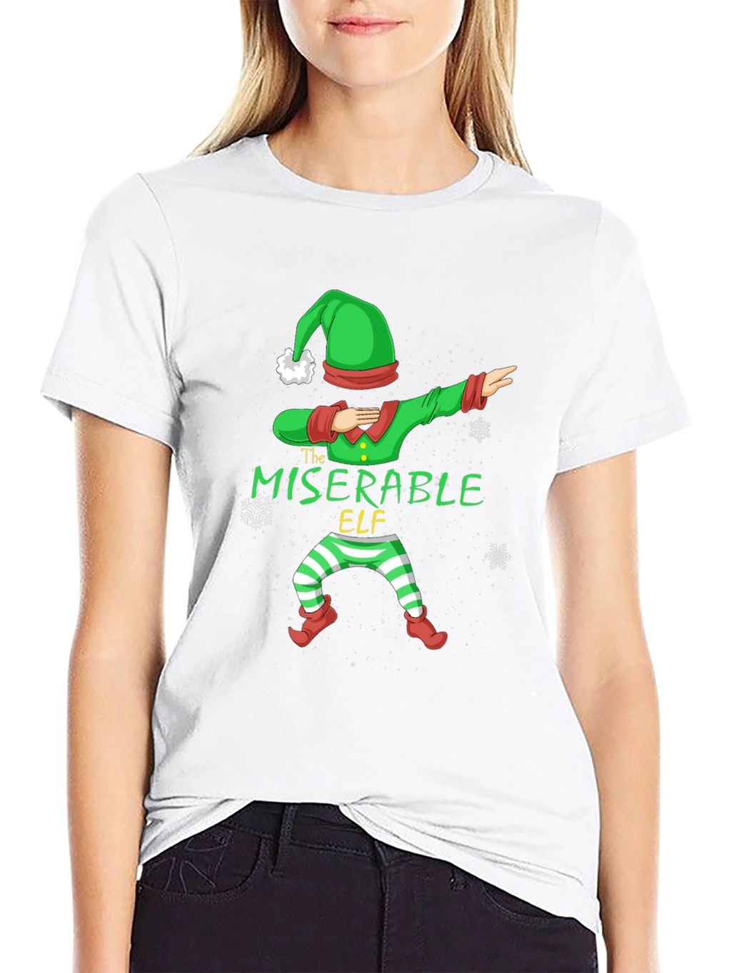 Miserable Elf Dabbing Graphic Tee - Holiday Humor