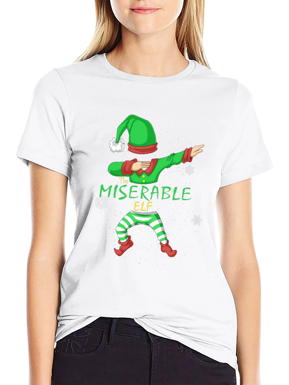 Miserable Elf Dabbing Graphic Tee - Holiday Humor