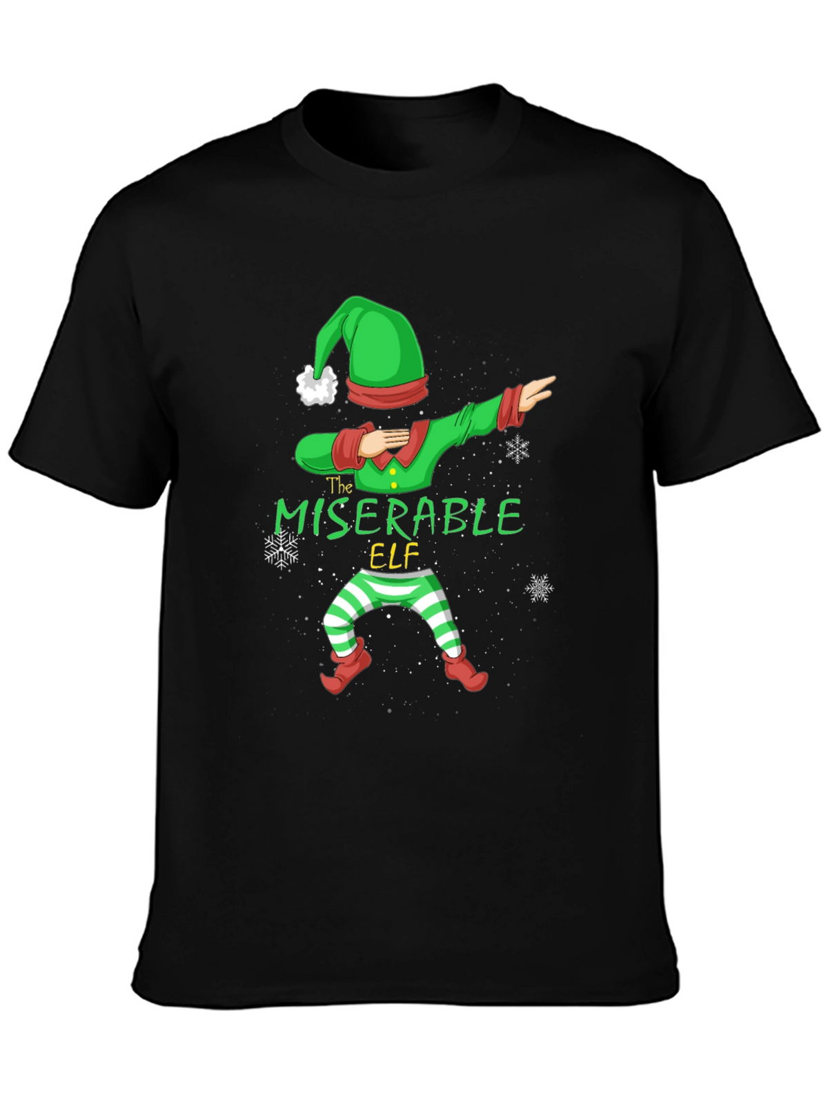 Miserable Elf Dabbing Graphic Tee - Holiday Humor