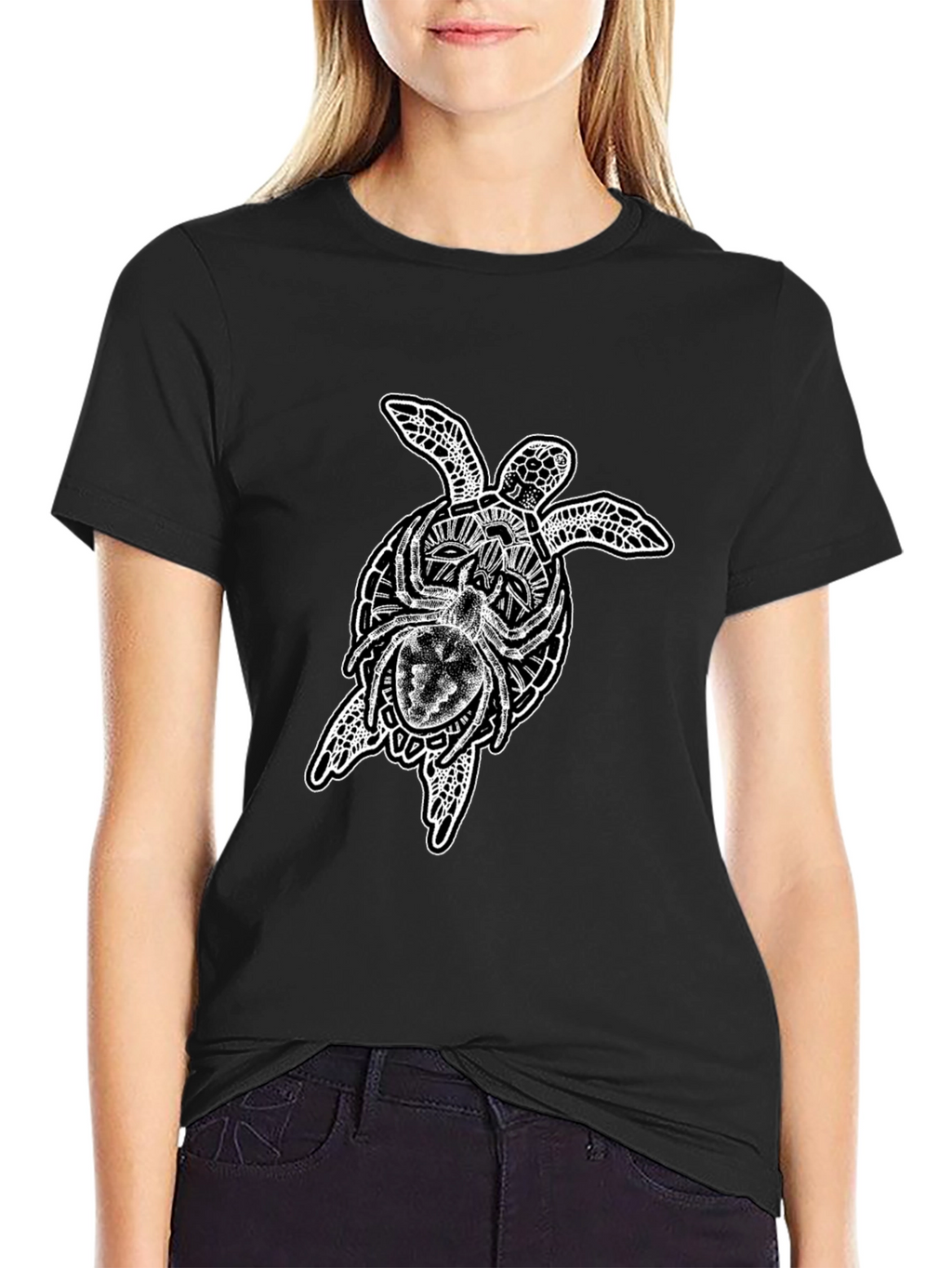 Turtle & Spider Graphic Tee - Mens Black T-Shirt