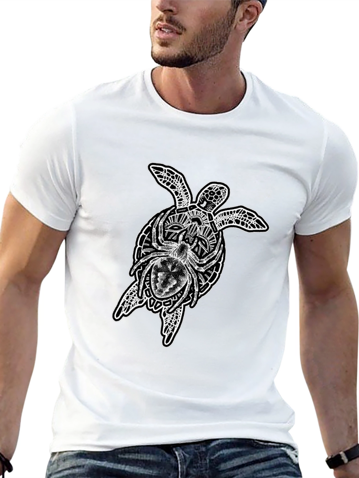 Turtle & Spider Graphic Tee - Mens Black T-Shirt