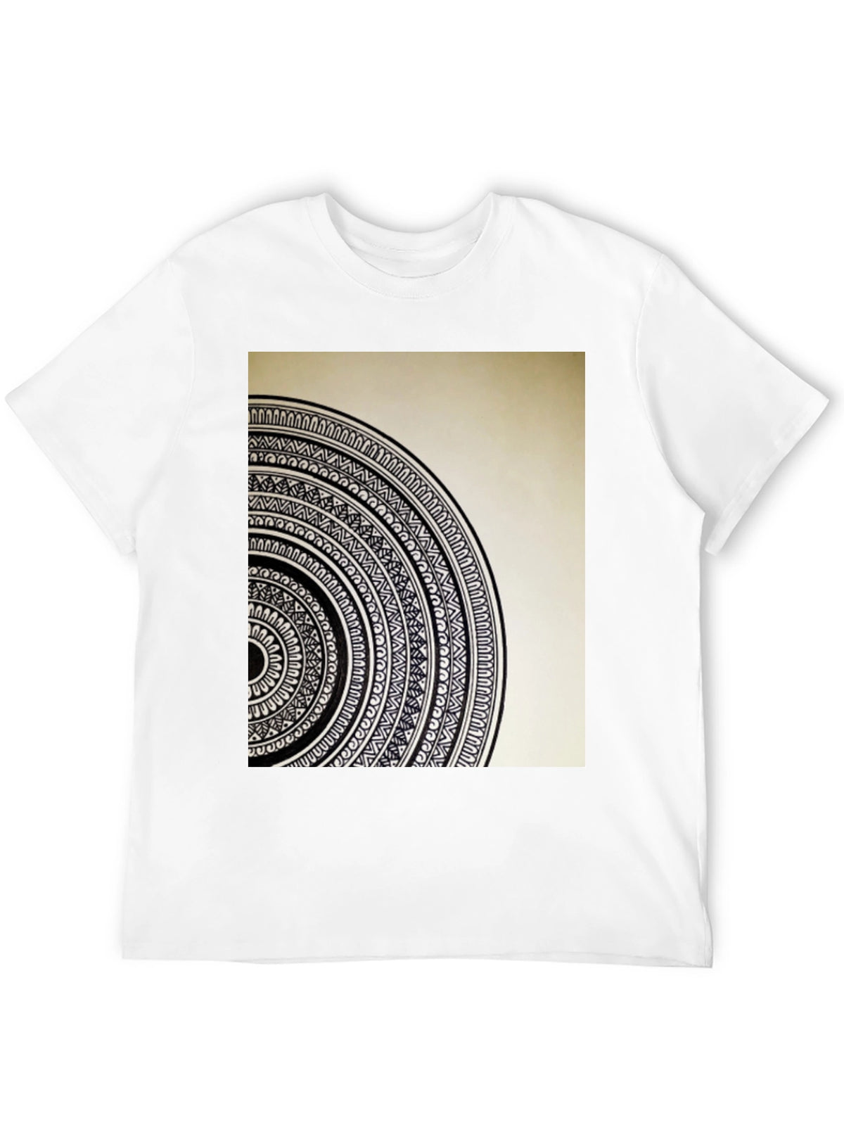 Geometric Mandala Graphic Tee - Stylish Black Cotton T-Shirt