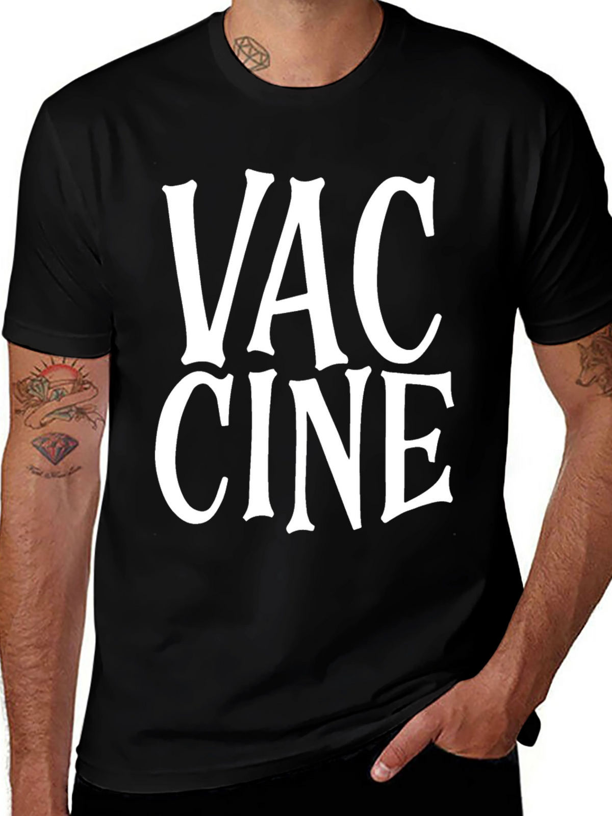 Vaccine Black Graphic Tee Shirt