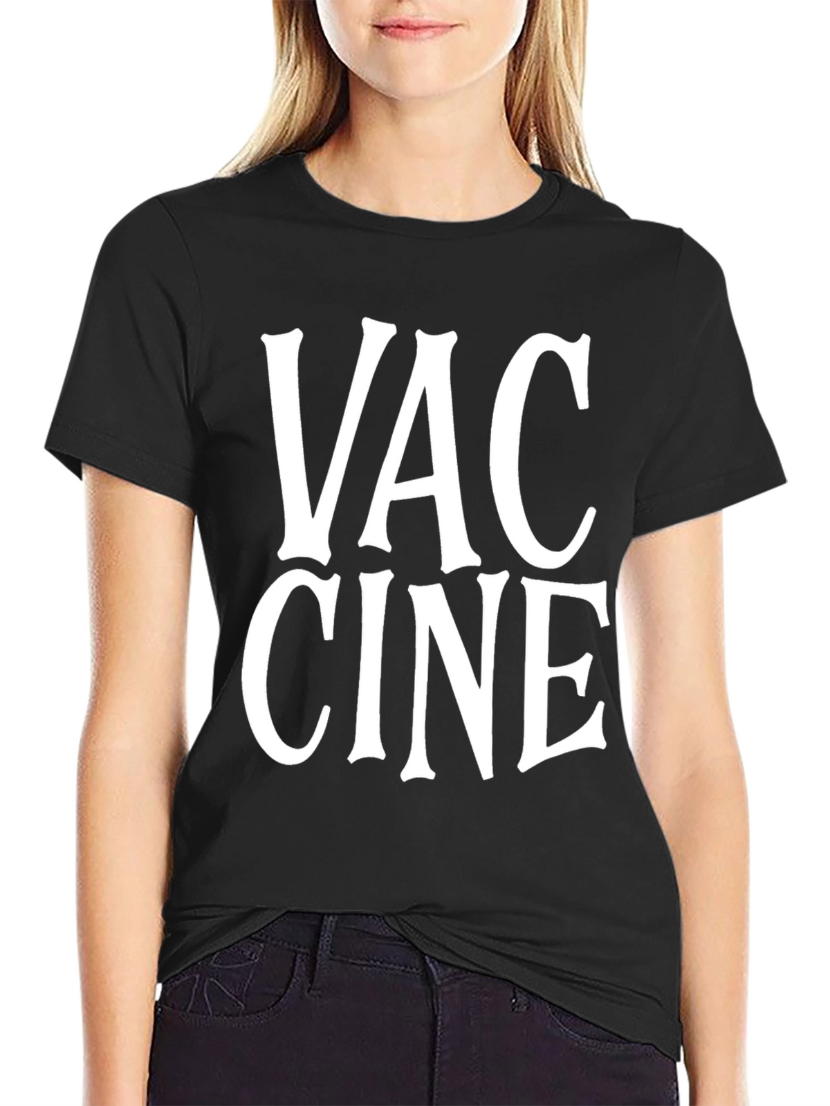 Vaccine Black Graphic Tee Shirt
