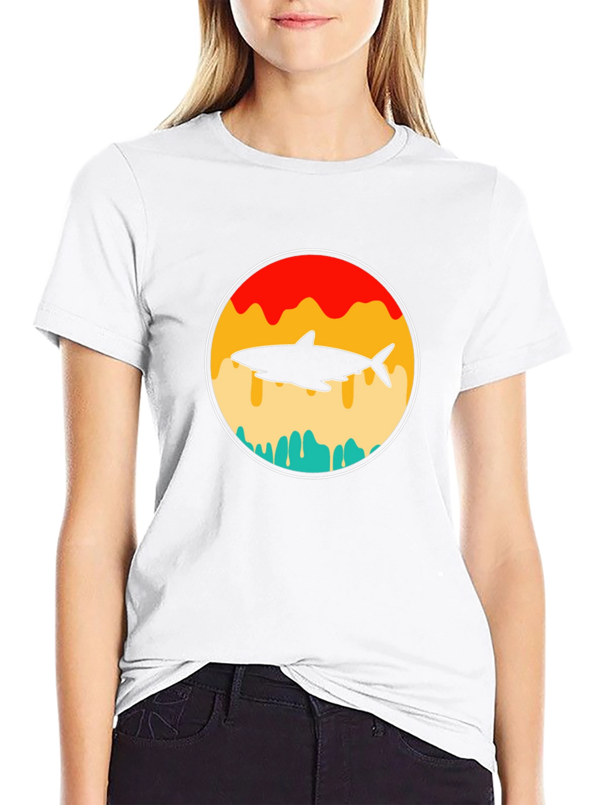 Shark Silhouette Graphic T-Shirt - Retro Style