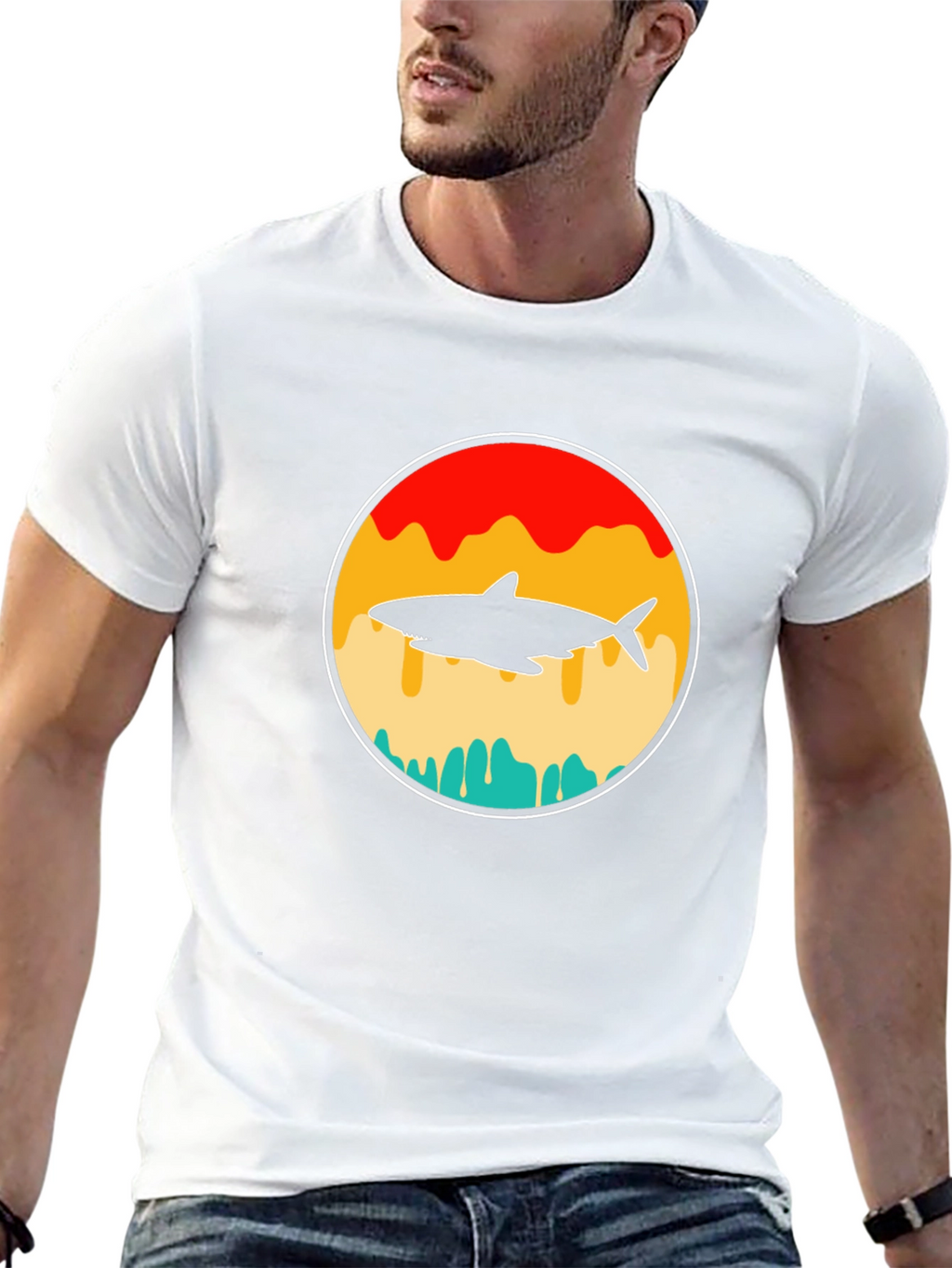 Shark Silhouette Graphic T-Shirt - Retro Style