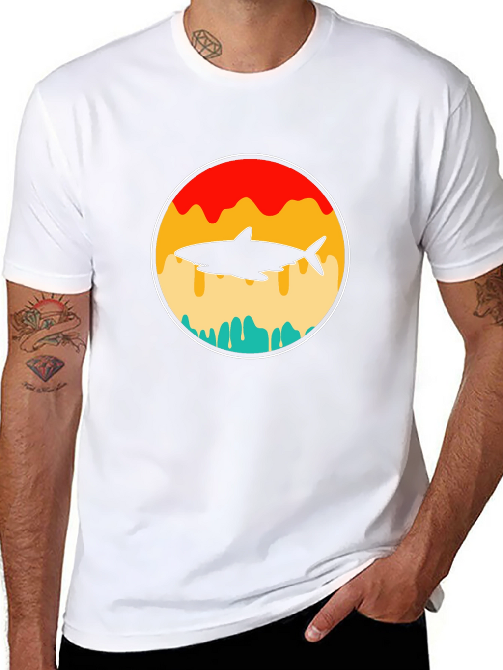 Shark Silhouette Graphic T-Shirt - Retro Style