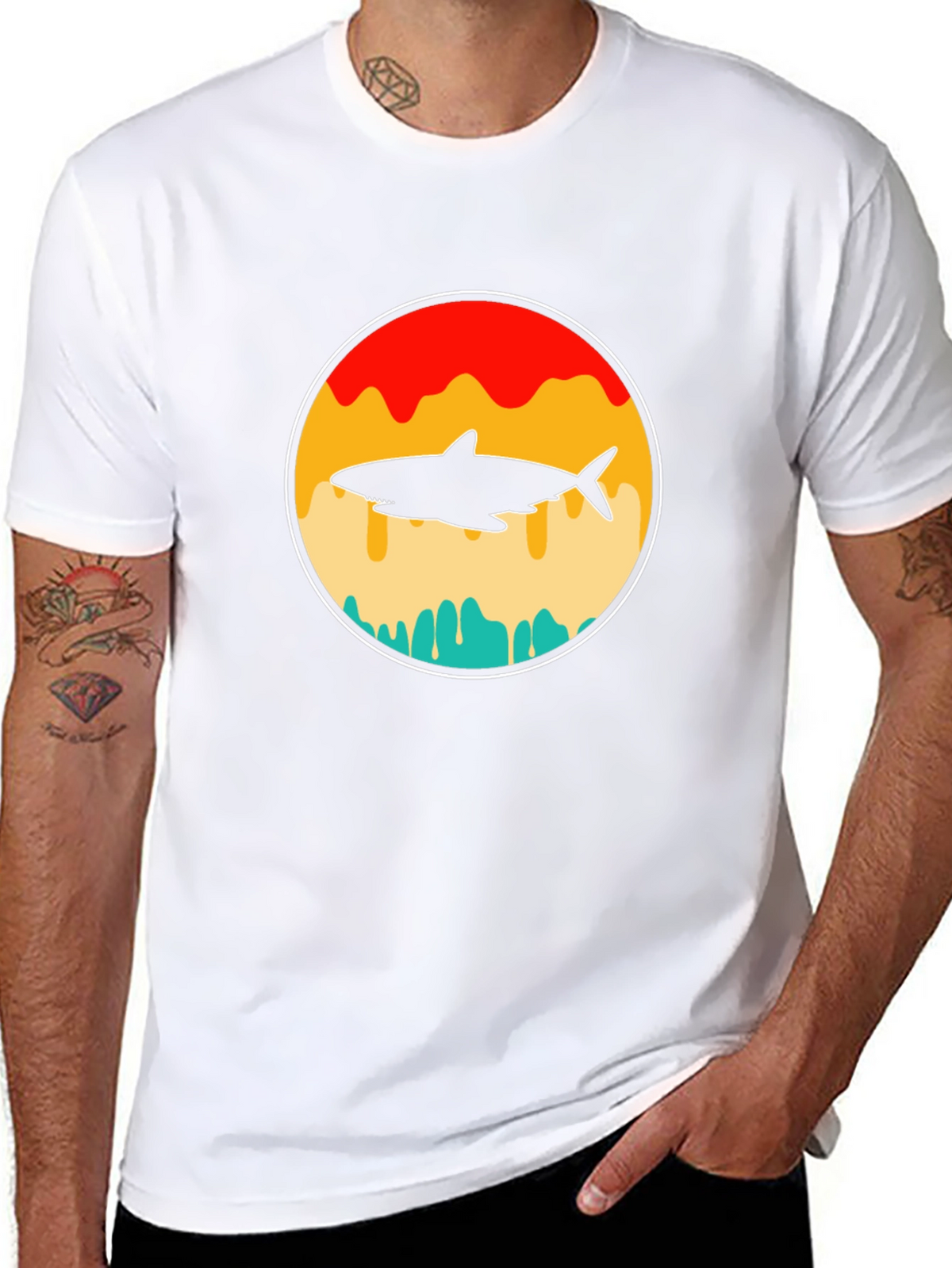 Shark Silhouette Graphic T-Shirt - Retro Style