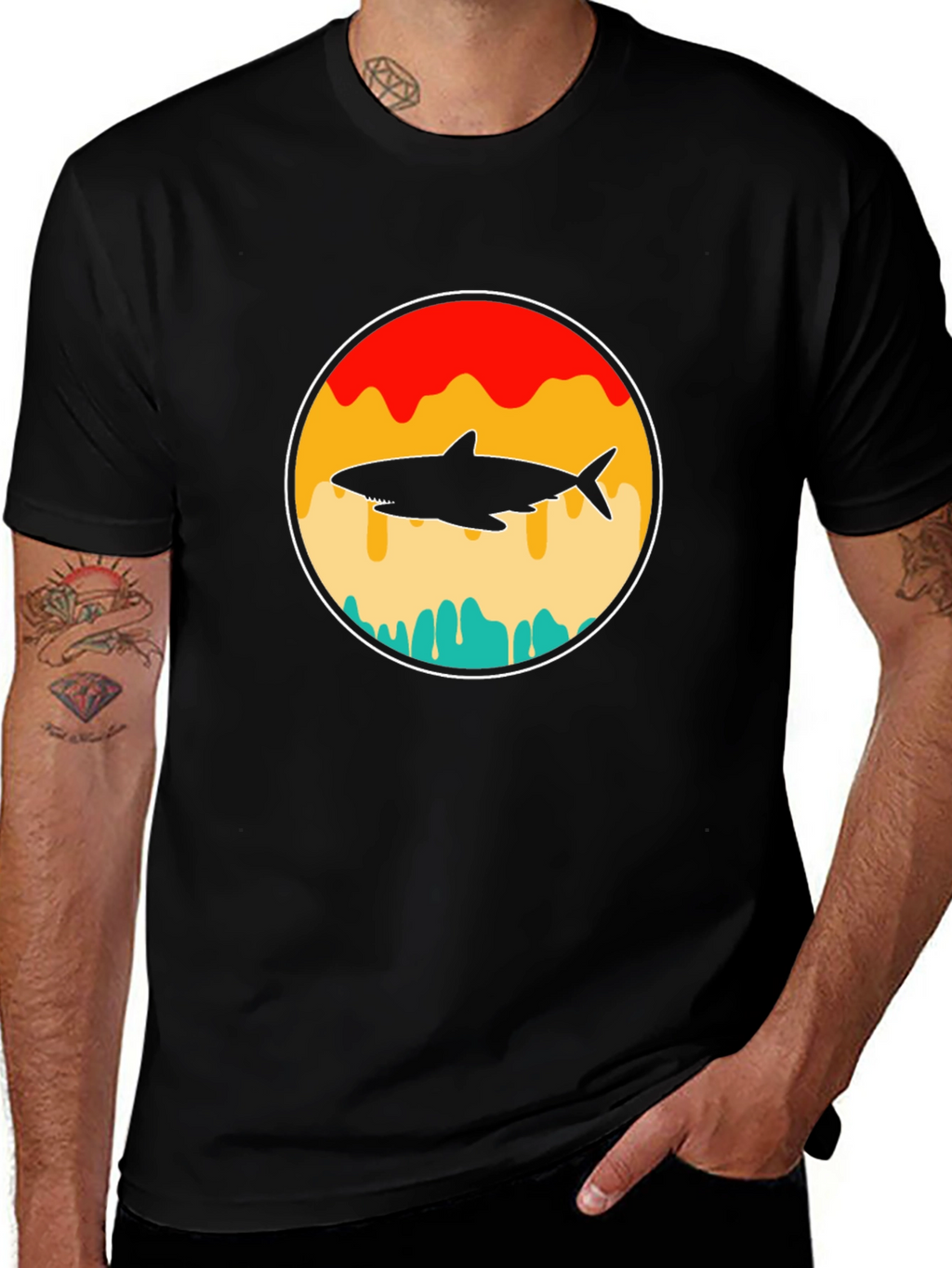 Shark Silhouette Graphic T-Shirt - Retro Style