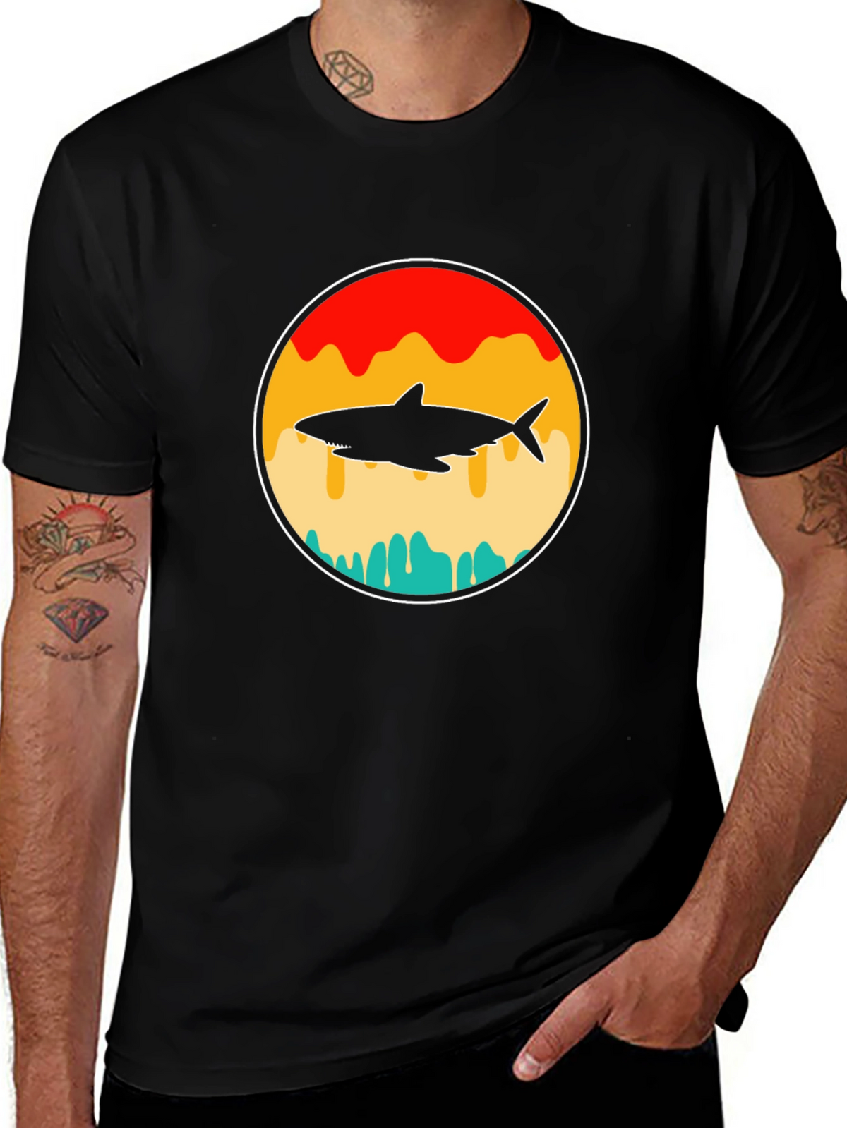 Shark Silhouette Graphic T-Shirt - Retro Style