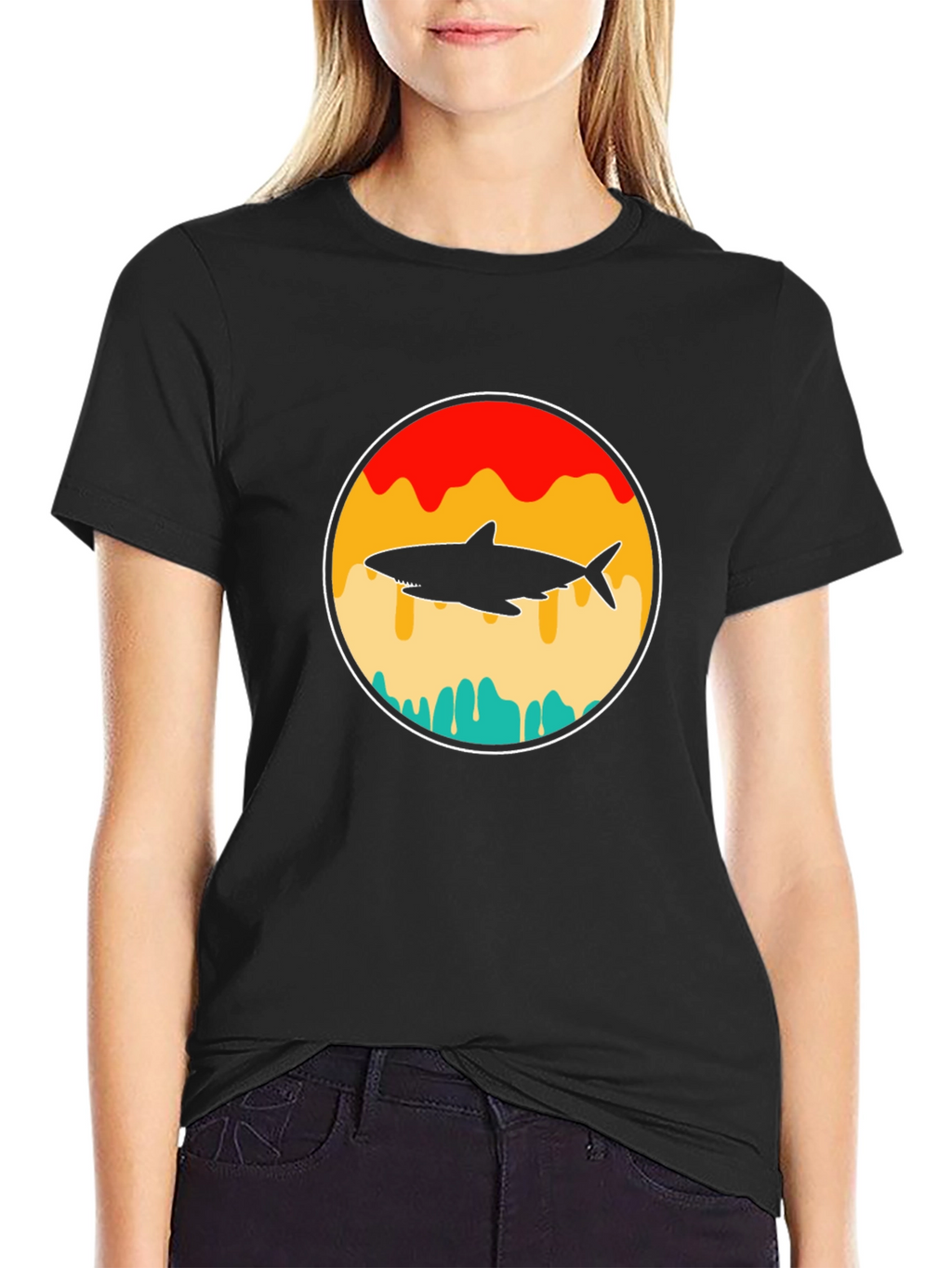 Shark Silhouette Graphic T-Shirt - Retro Style