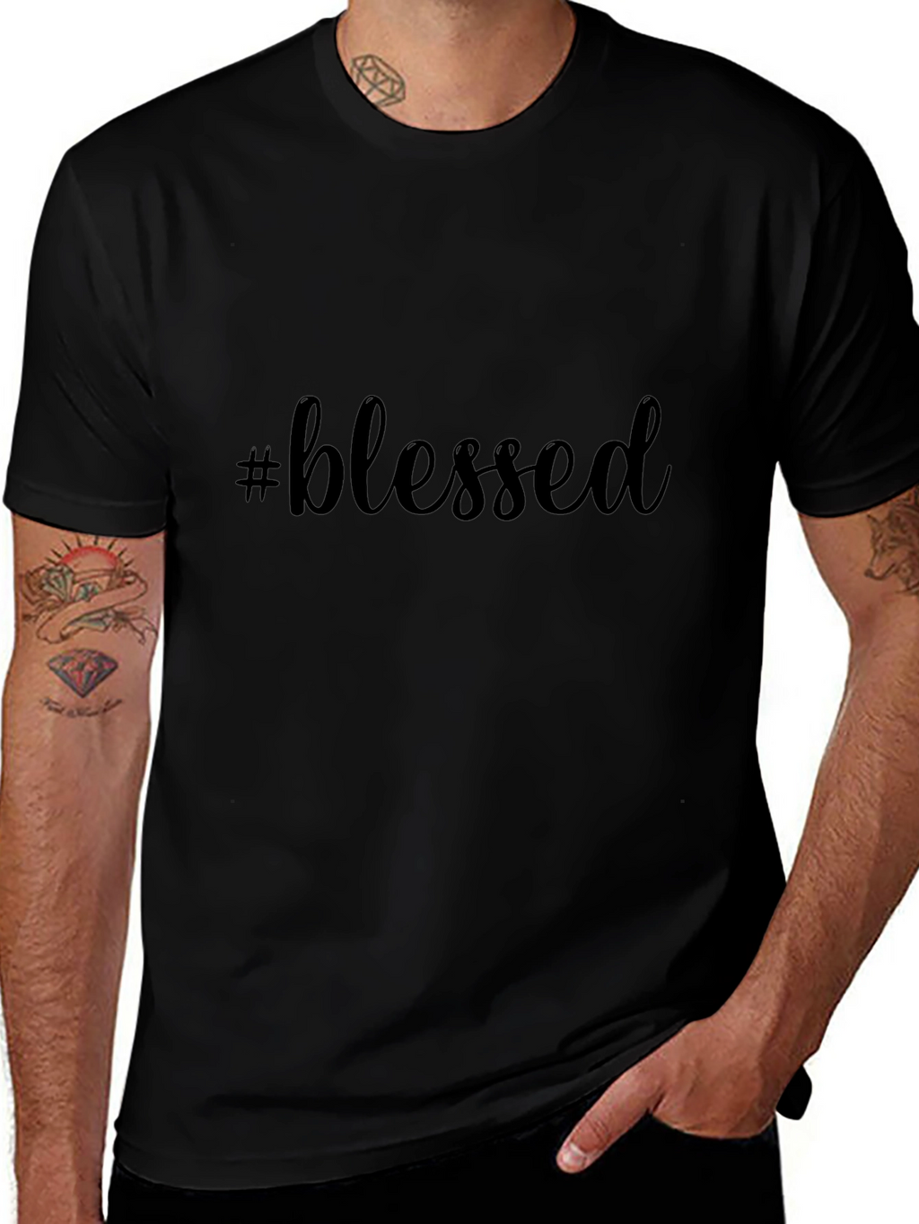 #blessed Black T-Shirt Casual Graphic Tee