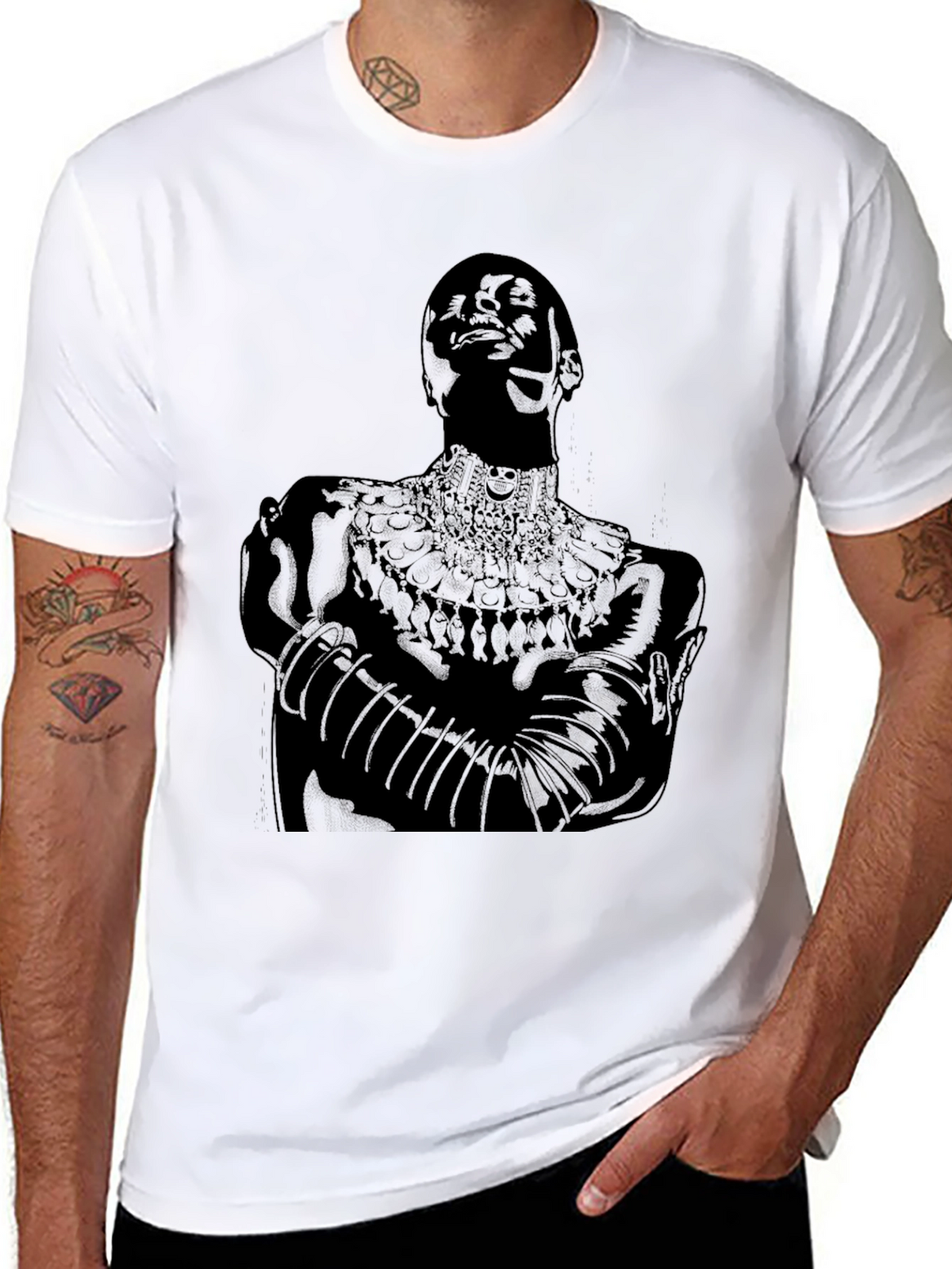 Black T-Shirt with Figure Graphic