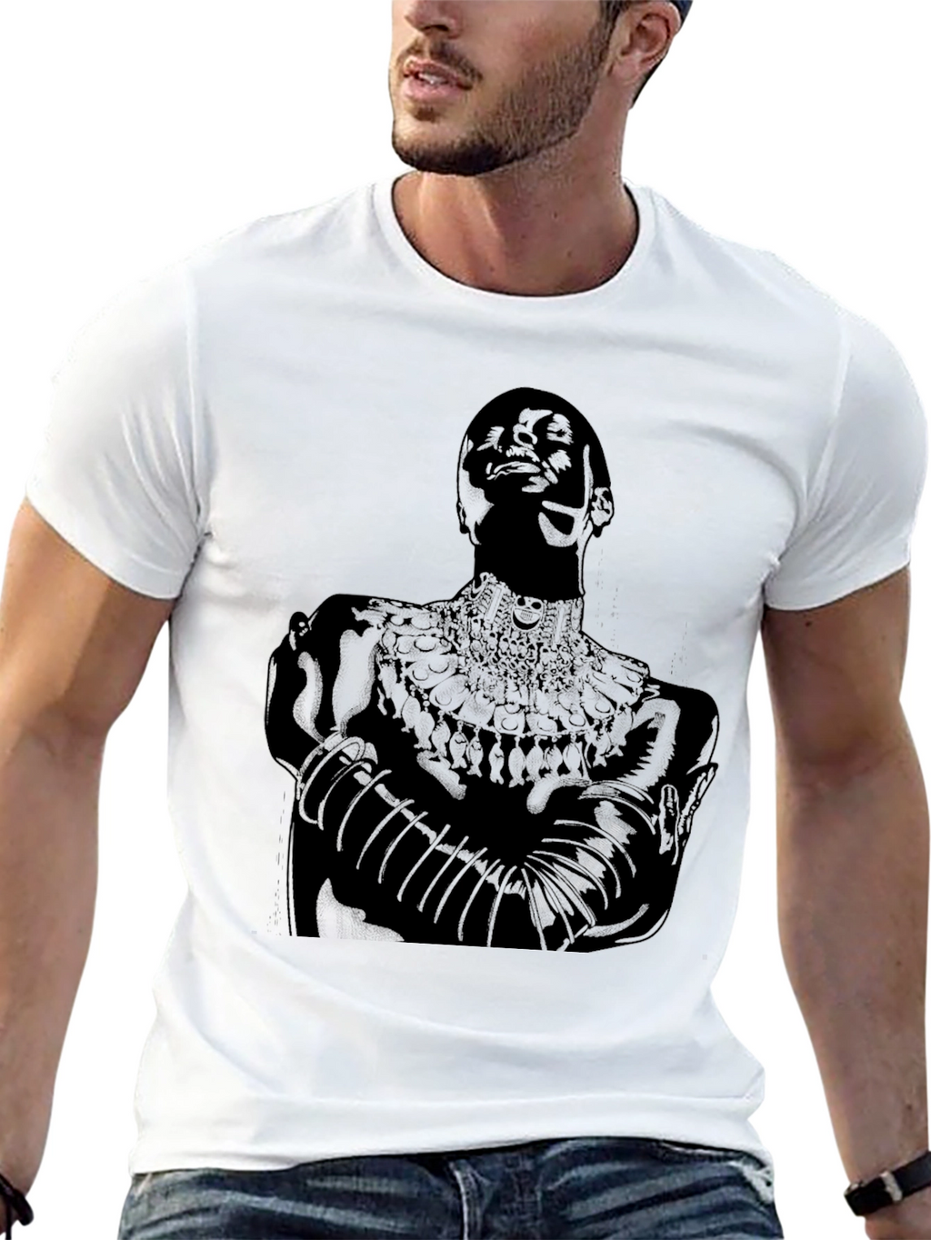 Black T-Shirt with Figure Graphic