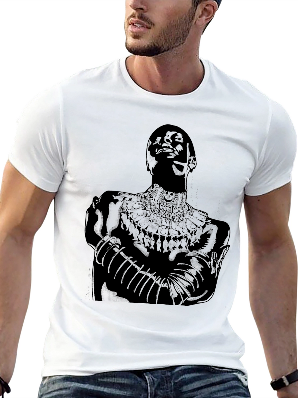 Black T-Shirt with Figure Graphic