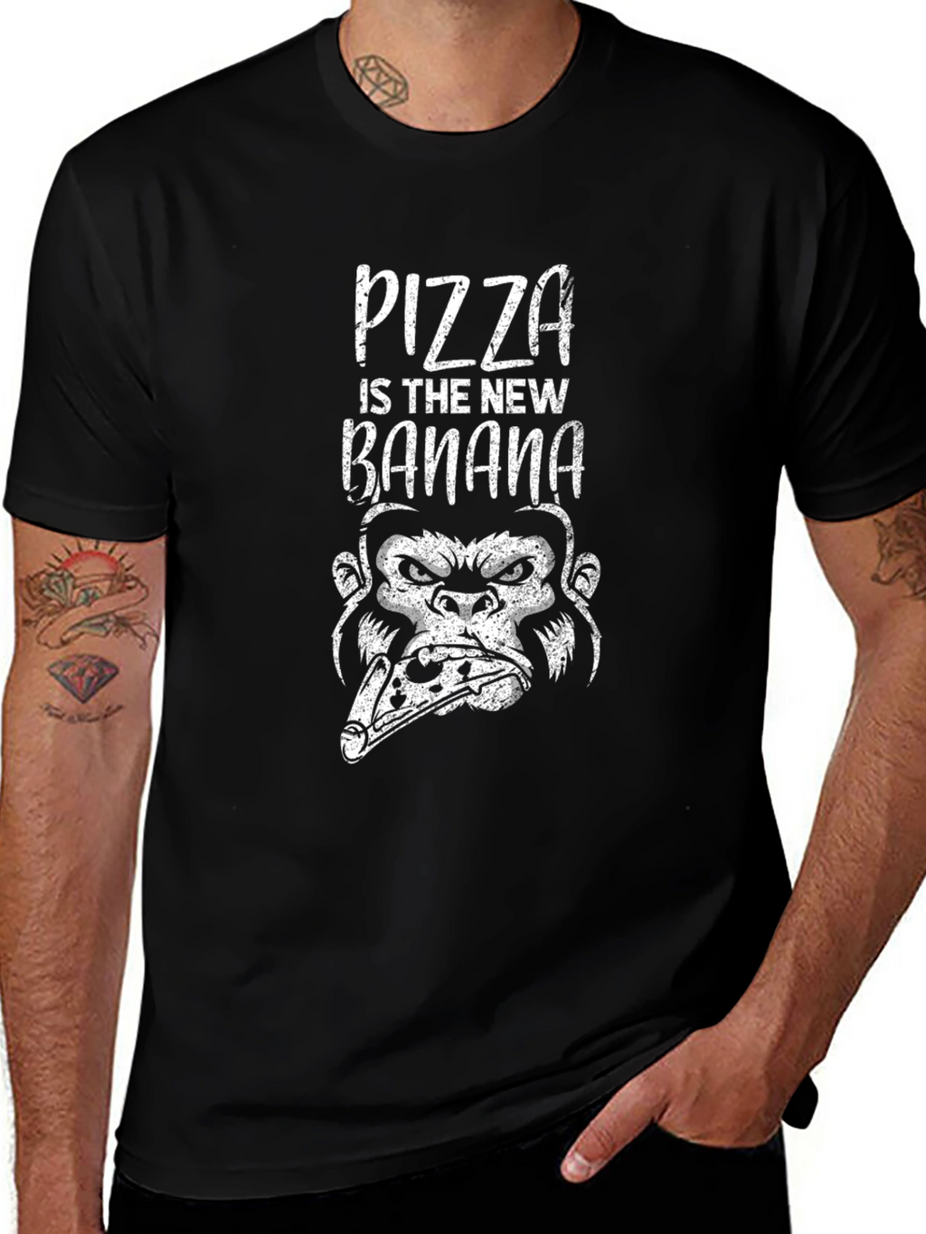 Pizza Gorilla Graphic T-Shirt - Funny Foodie Tee