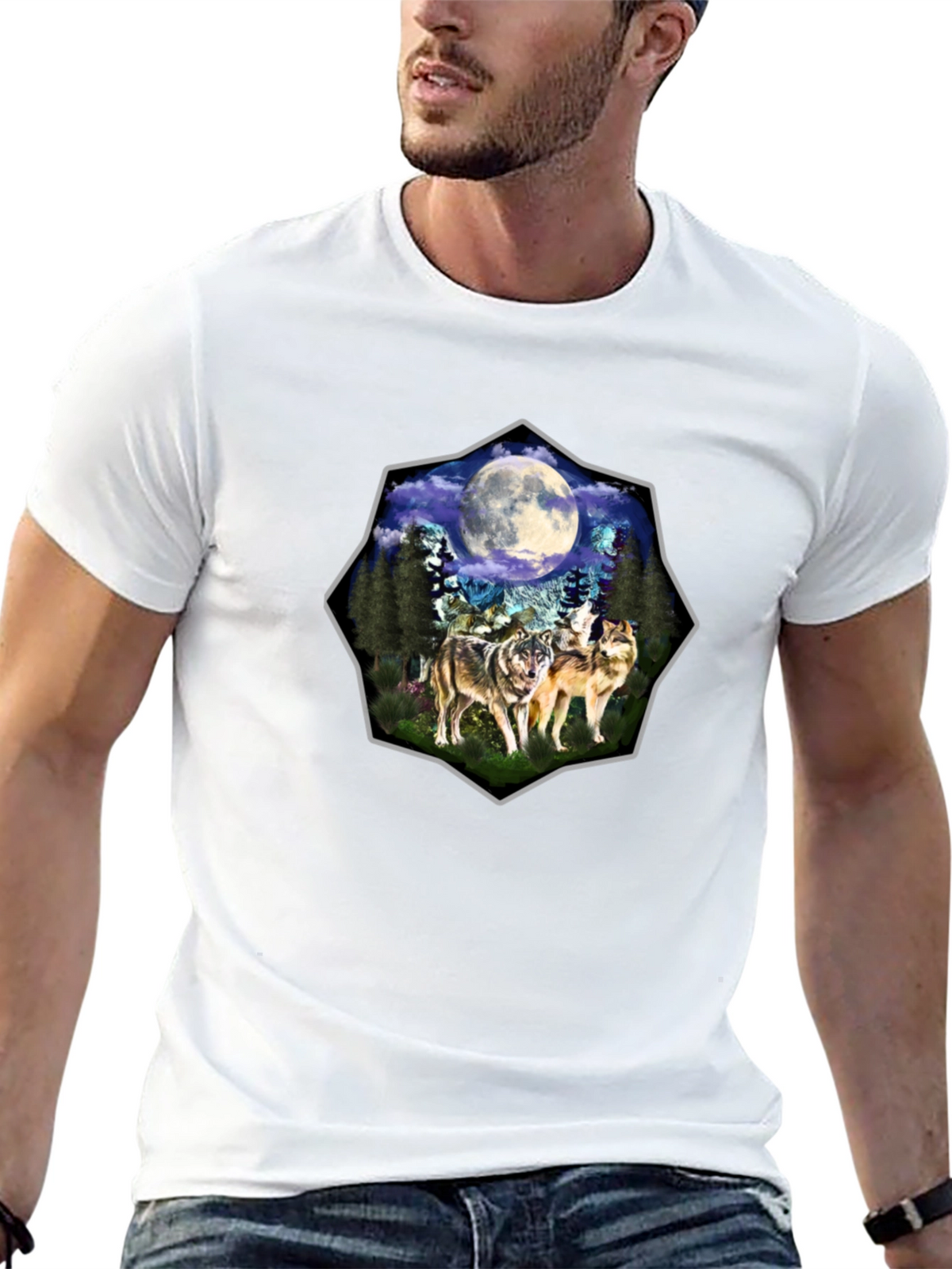 Wolf Moon Graphic Tee - Black