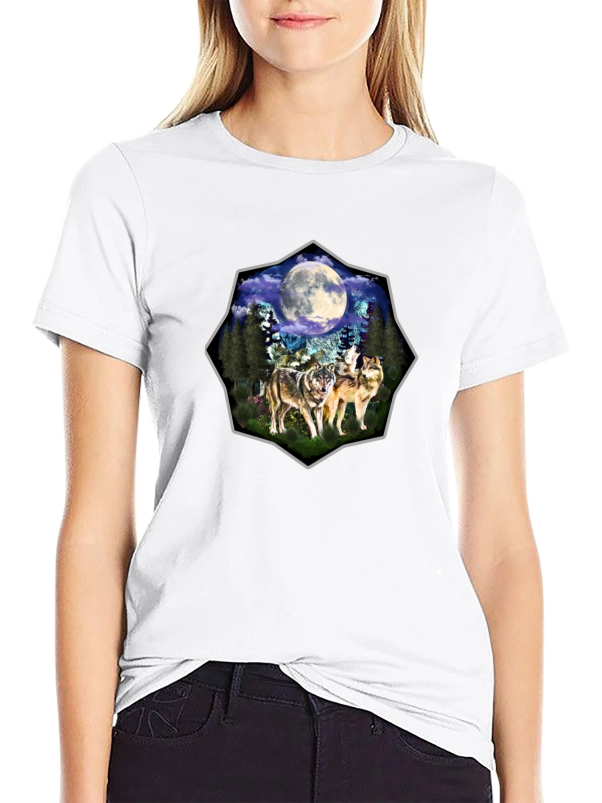 Wolf Moon Graphic Tee - Black