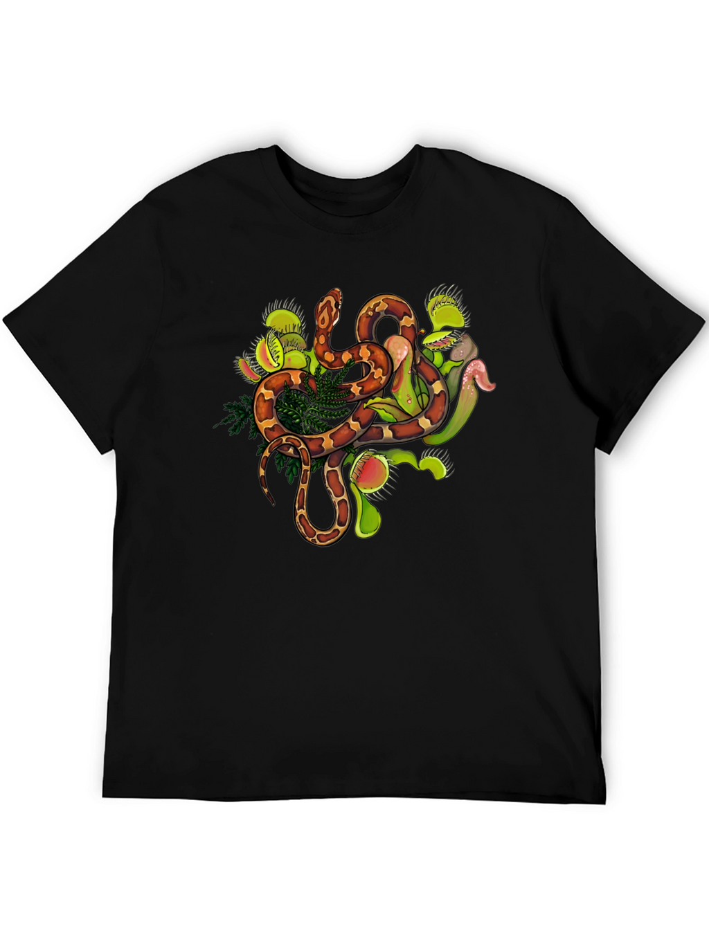 Snake & Venus Flytrap Graphic Tee - Black