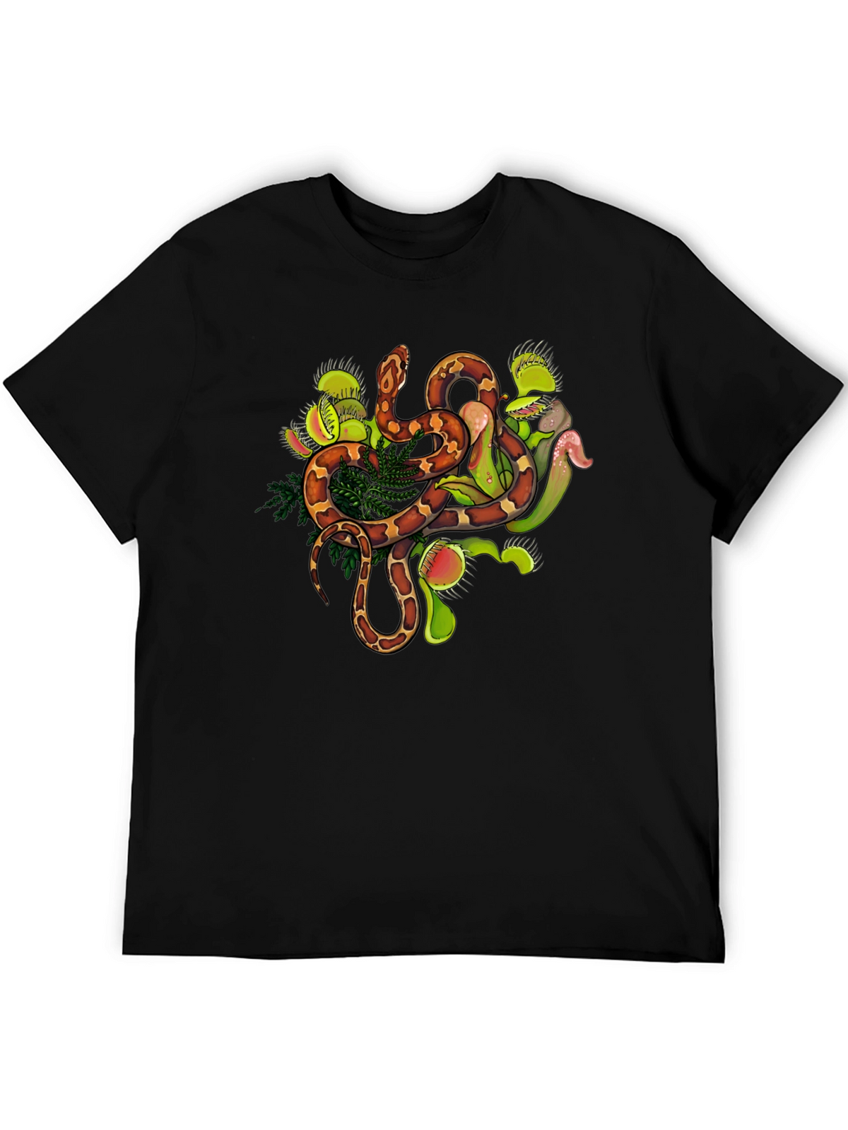 Snake & Venus Flytrap Graphic Tee - Black