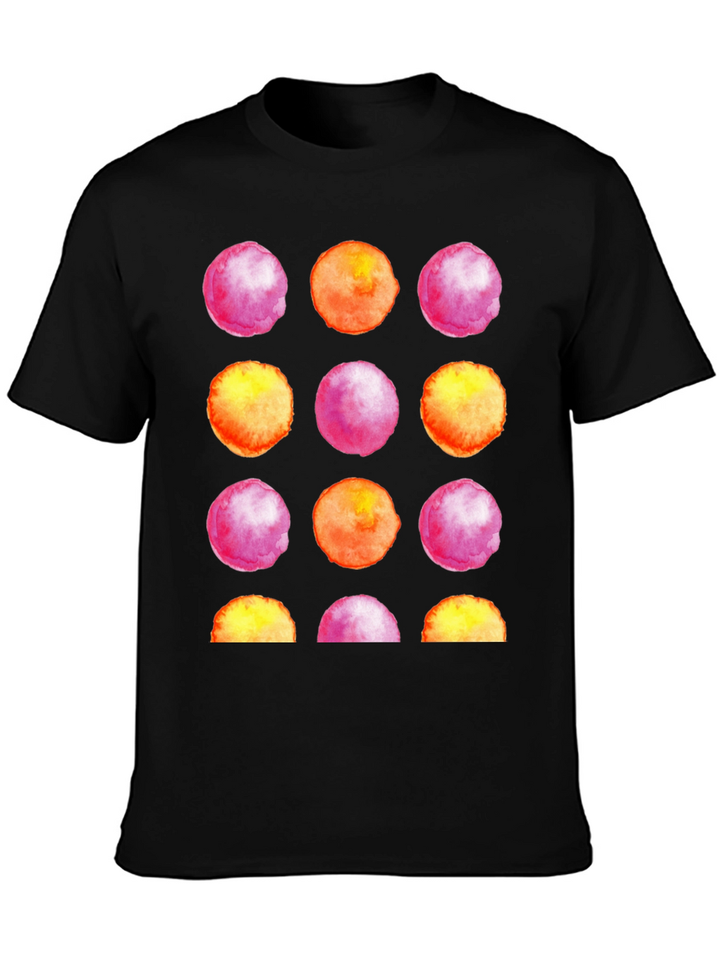 Watercolor Circles Black T-Shirt
